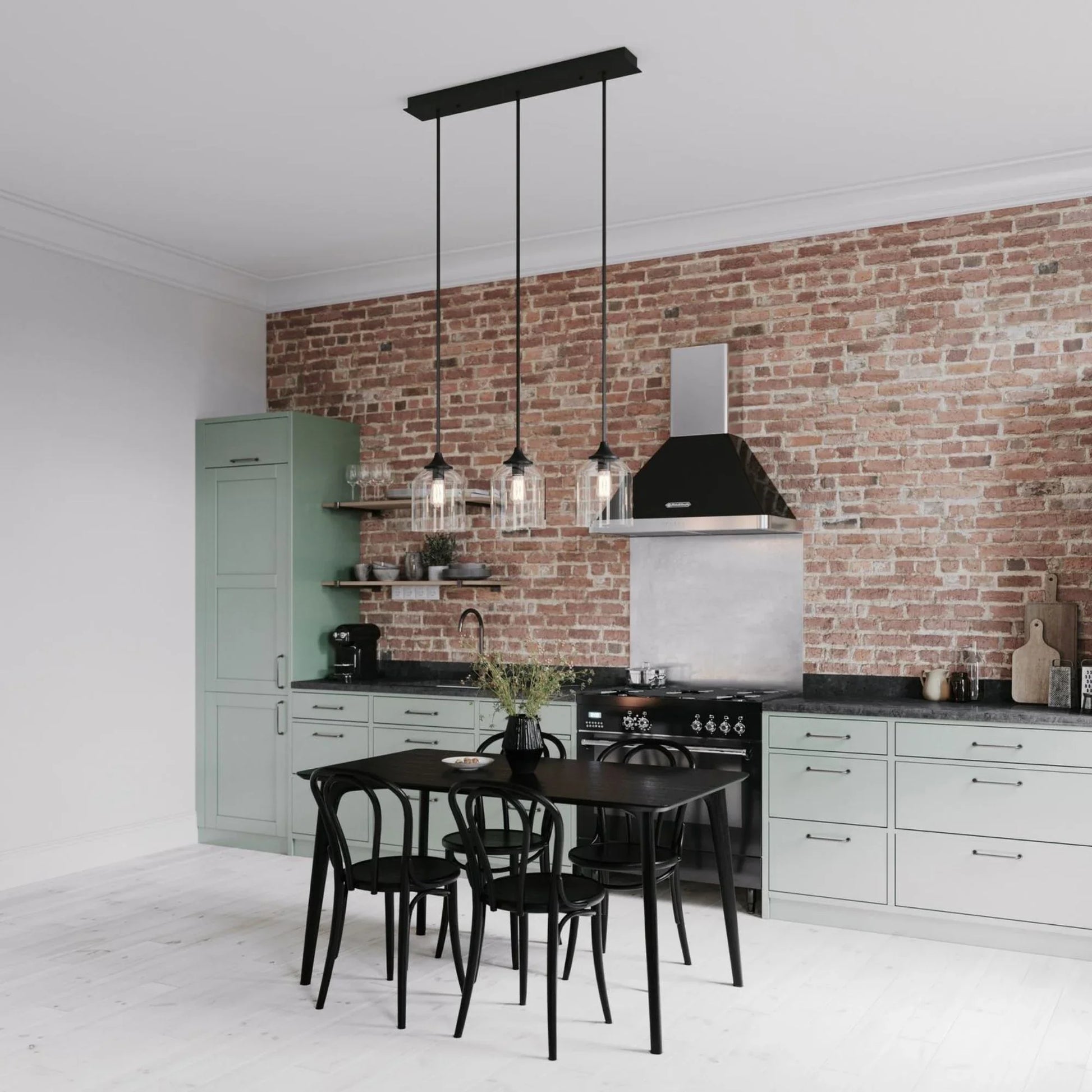 William 36" 3-Light Linear Pendant, Satin Brass Finish - Bees Lighting