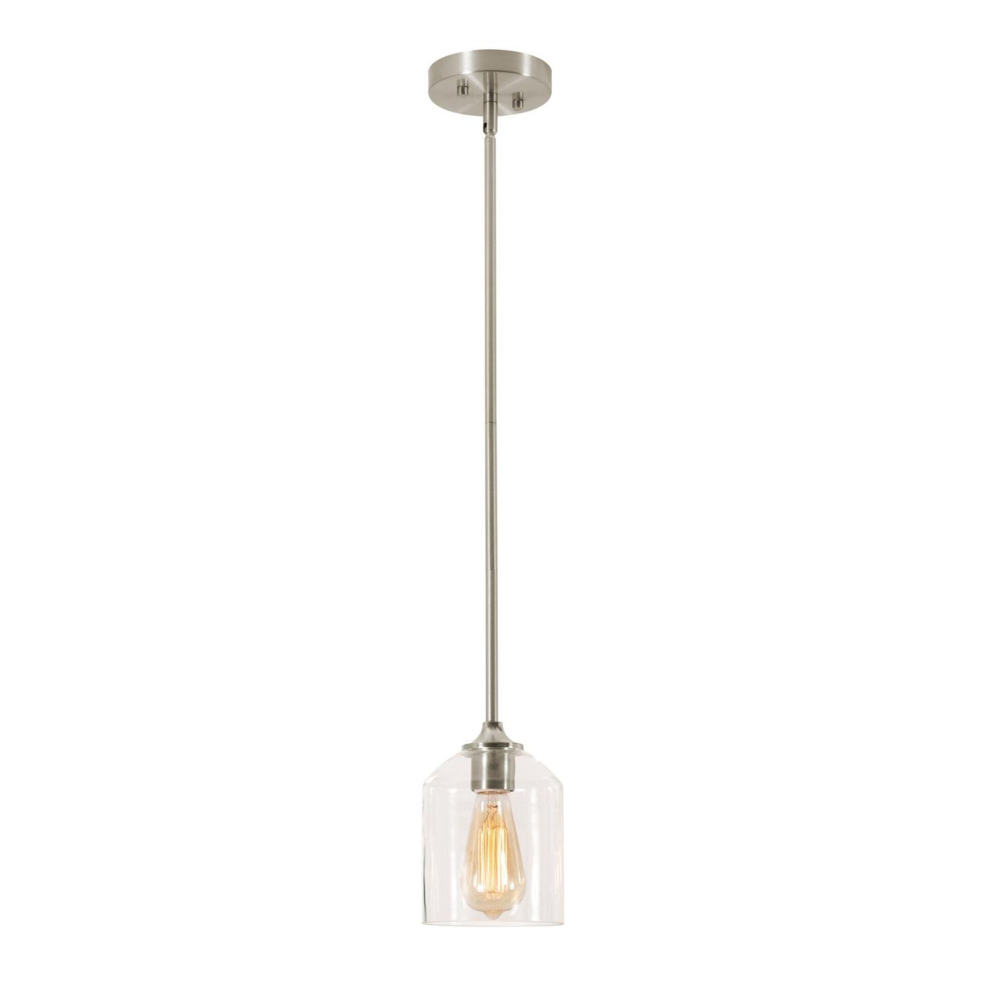 William 8 In. Pendant Light Satin Nickel Finish - Bees Lighting