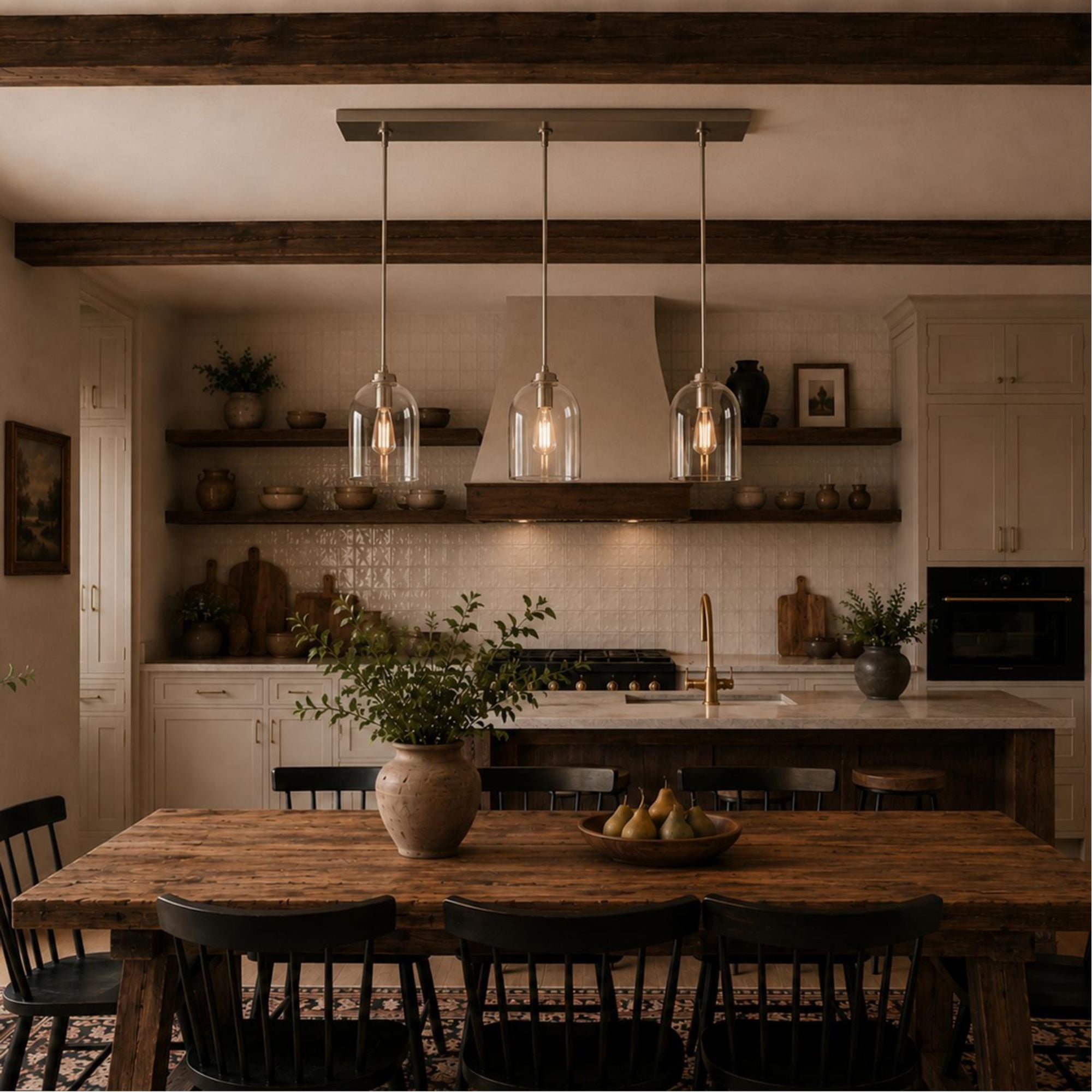 AFX William 36" 3-Light Linear Pendant, Satin Nickel Finish