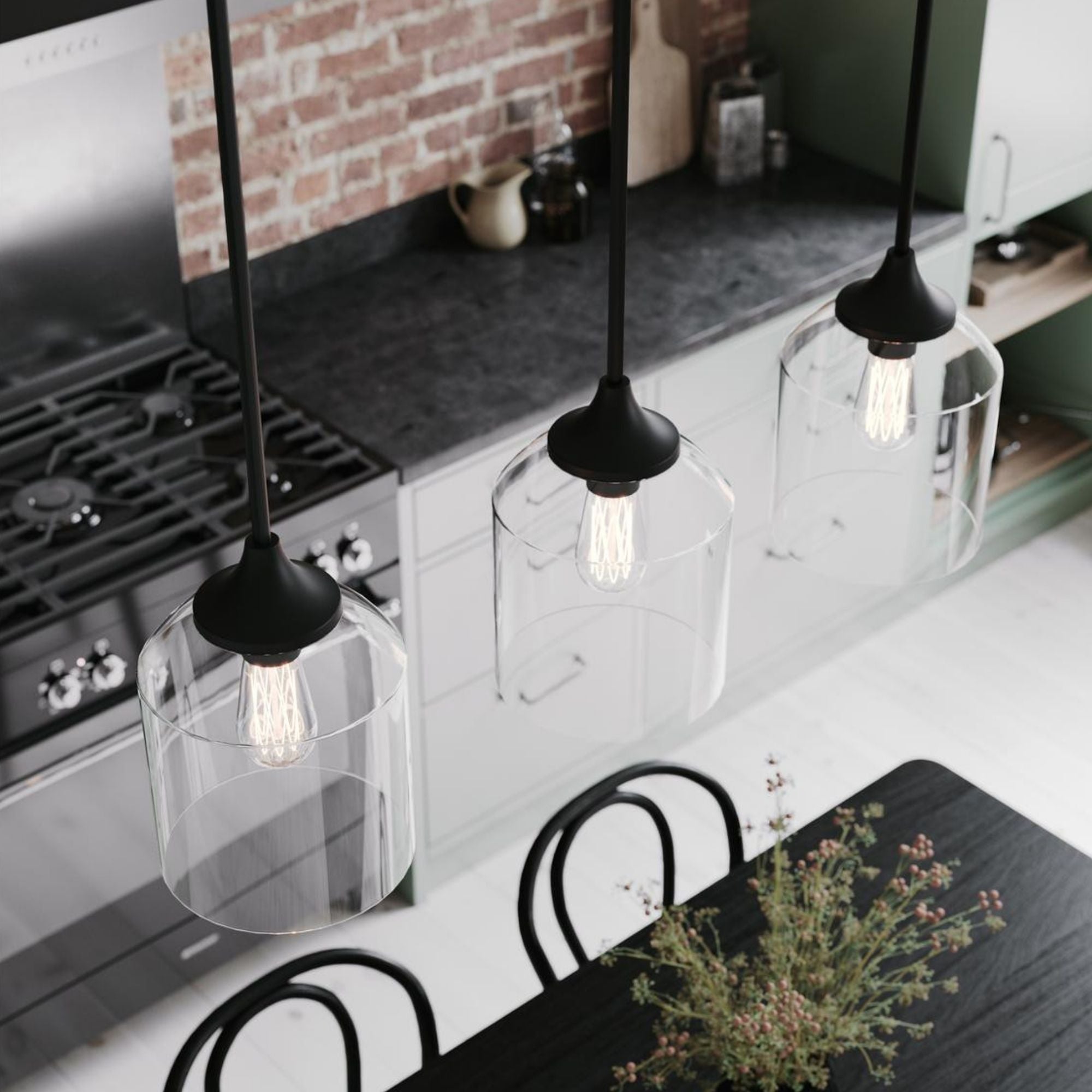 William 3 Lights 36 In. Pendant Light Satin Nickel Finish - Bees Lighting