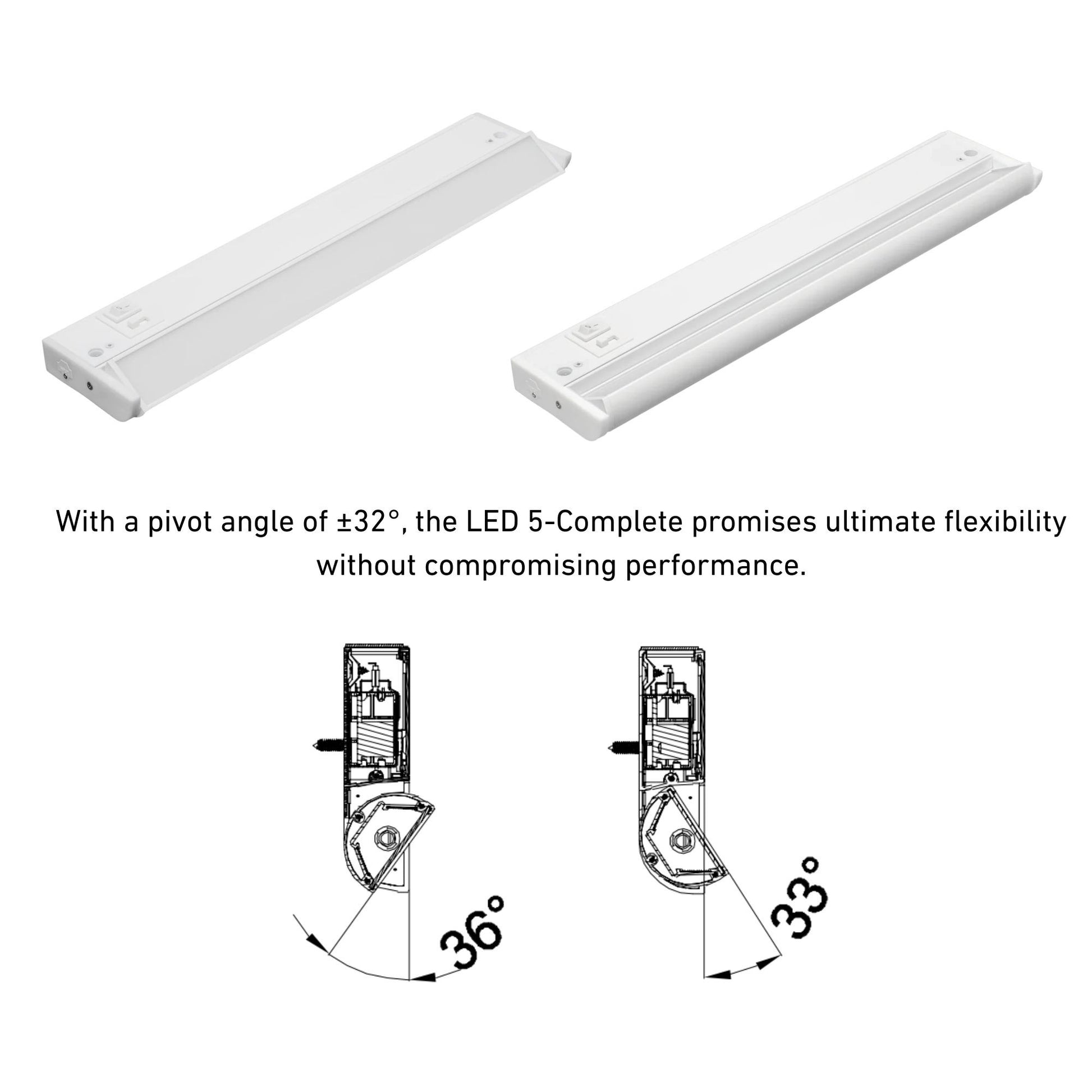 LED 5 Complete 24-Inch LED Under Cabinet Light, 15W, Selectable CCT, 120V, White - Bees Lighting