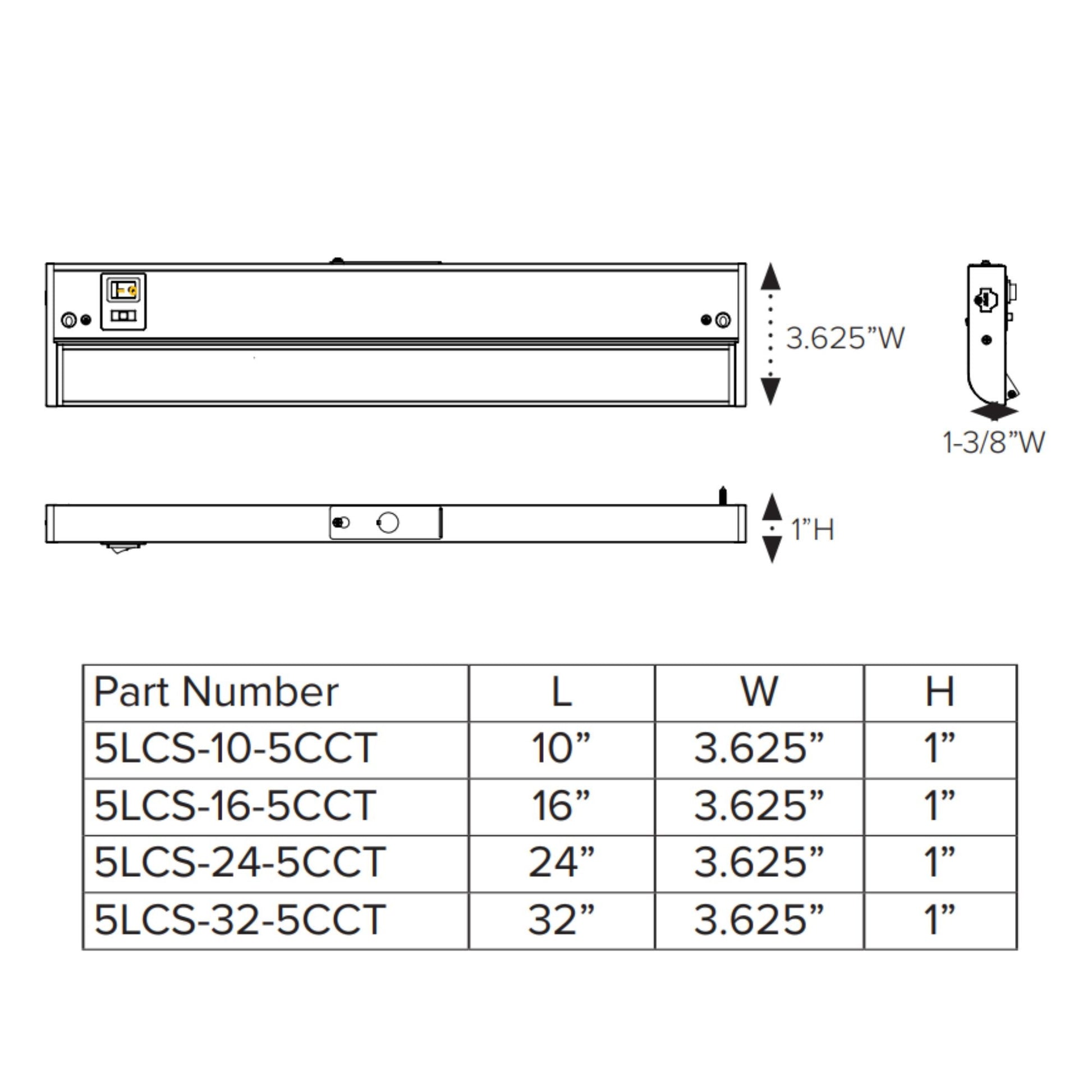 LED 5 Complete 24-Inch LED Under Cabinet Light, 15W, Selectable CCT, 120V, White - Bees Lighting