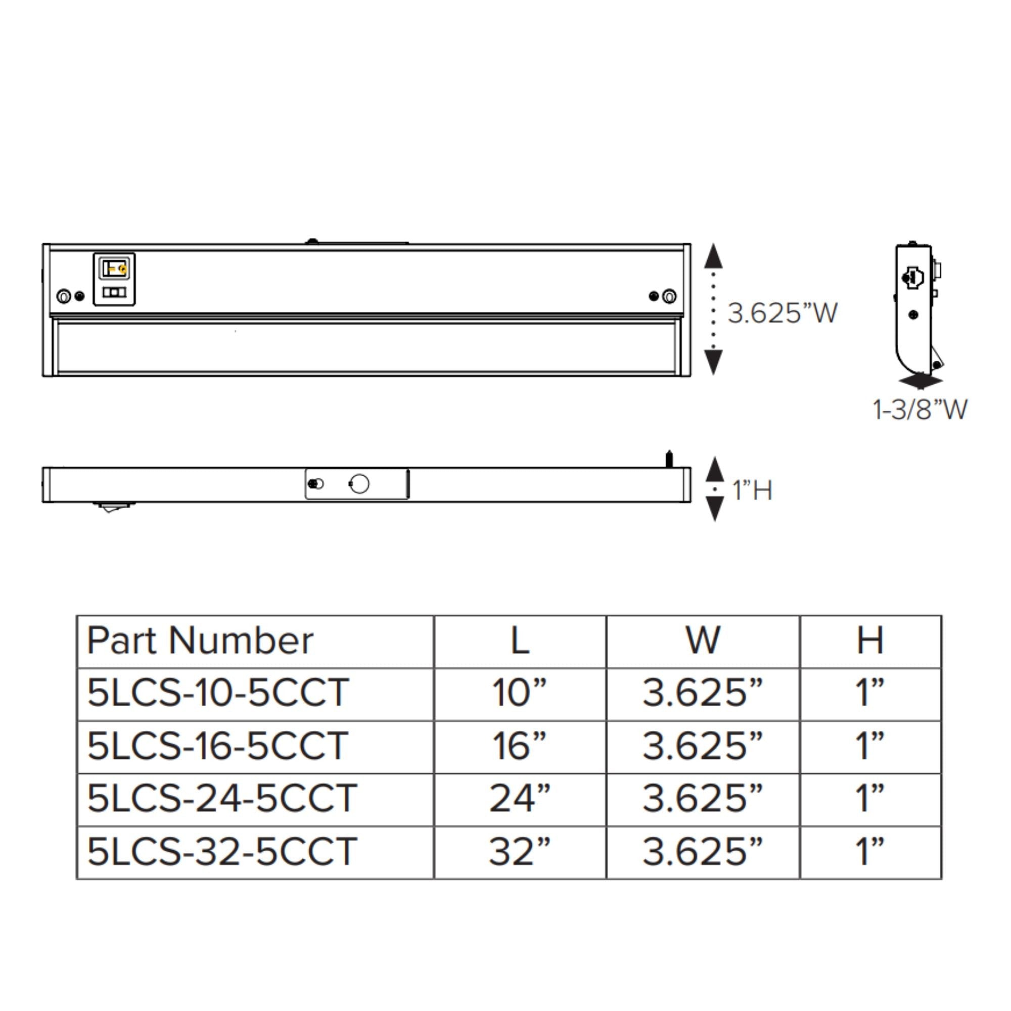 LED 5 Complete 24-Inch LED Under Cabinet Light, 15W, Selectable CCT, 120V, White - Bees Lighting