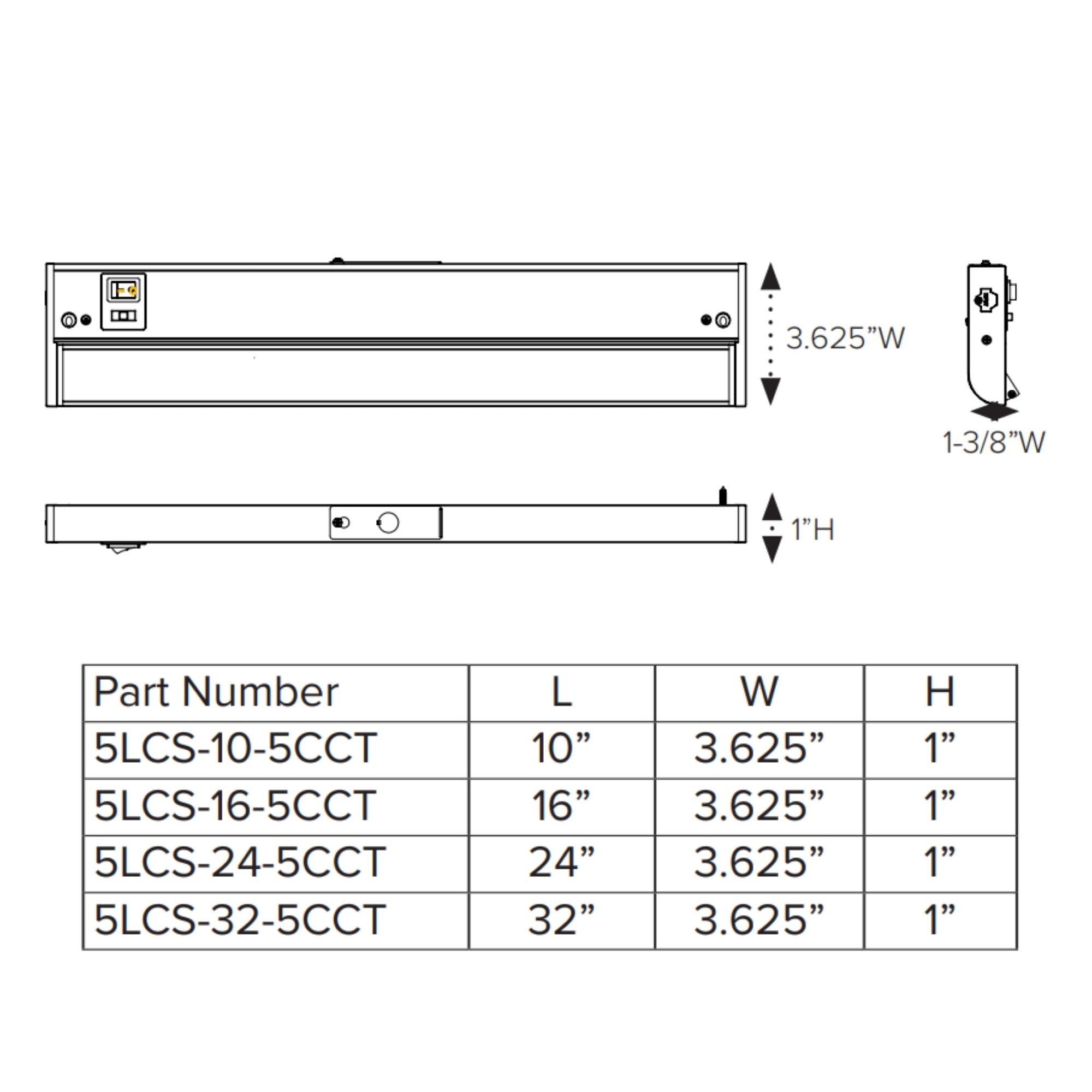 LED 5 Complete 24-Inch LED Under Cabinet Light, 15W, Selectable CCT, 120V, White