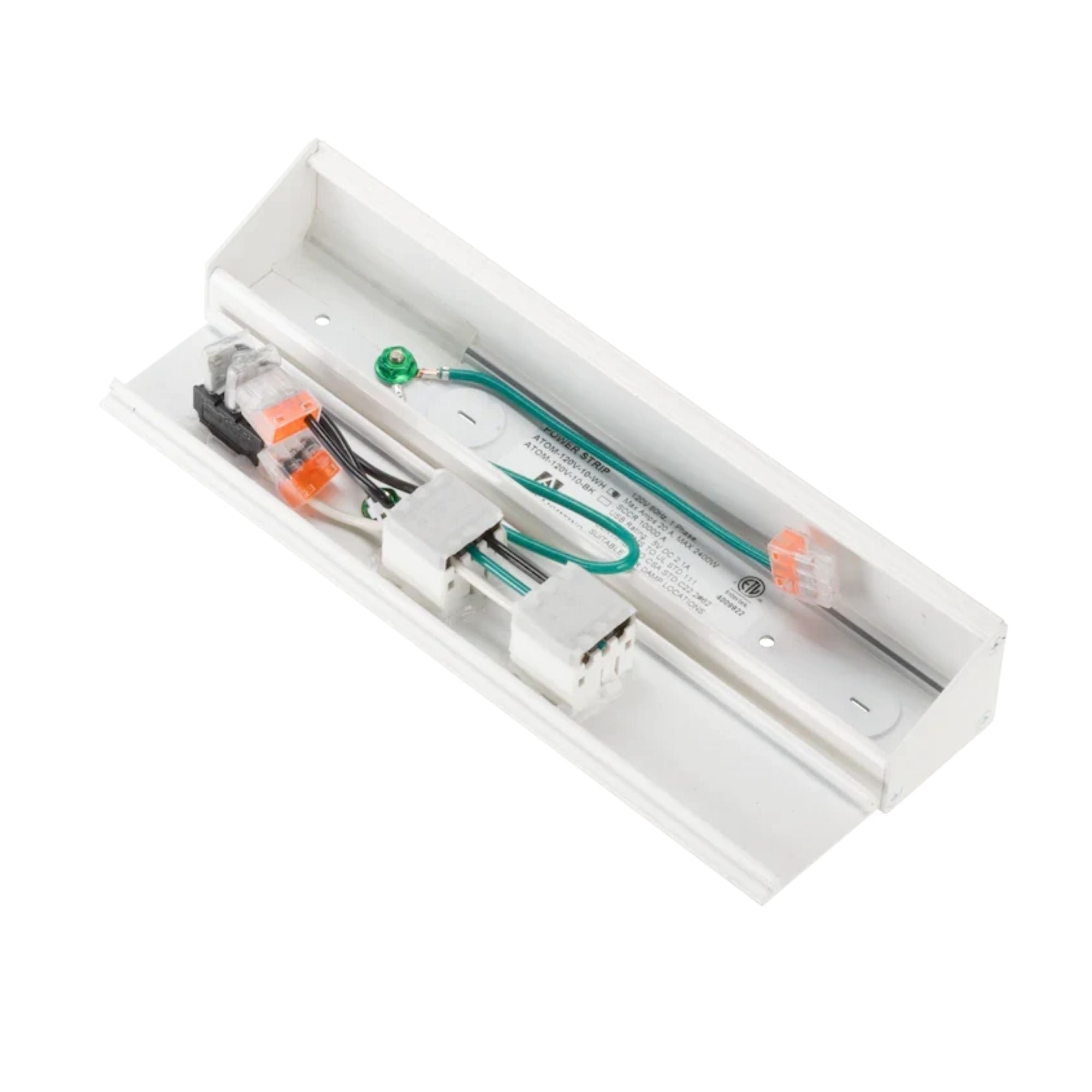 American Lighting - Atom 10" Under Cabinet Power Strip with 2 Receptacles, White | Bees Lighting