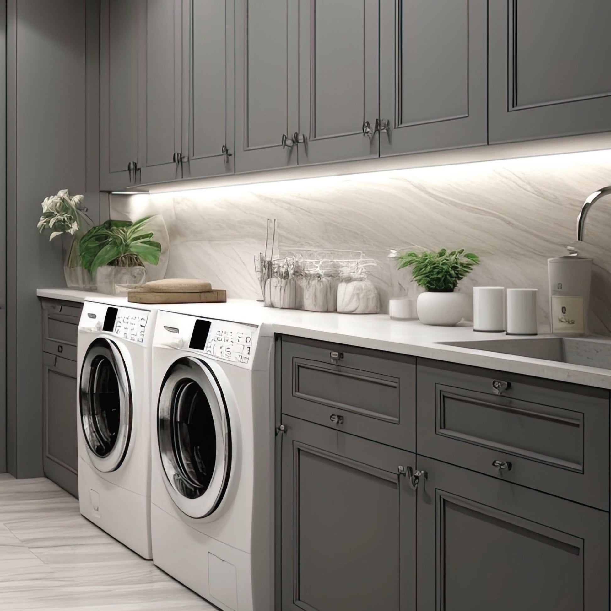 American Lighting - Atom 24" Under Cabinet Power Strip with 3 Receptacles and USB Ports, White | Bees Lighting