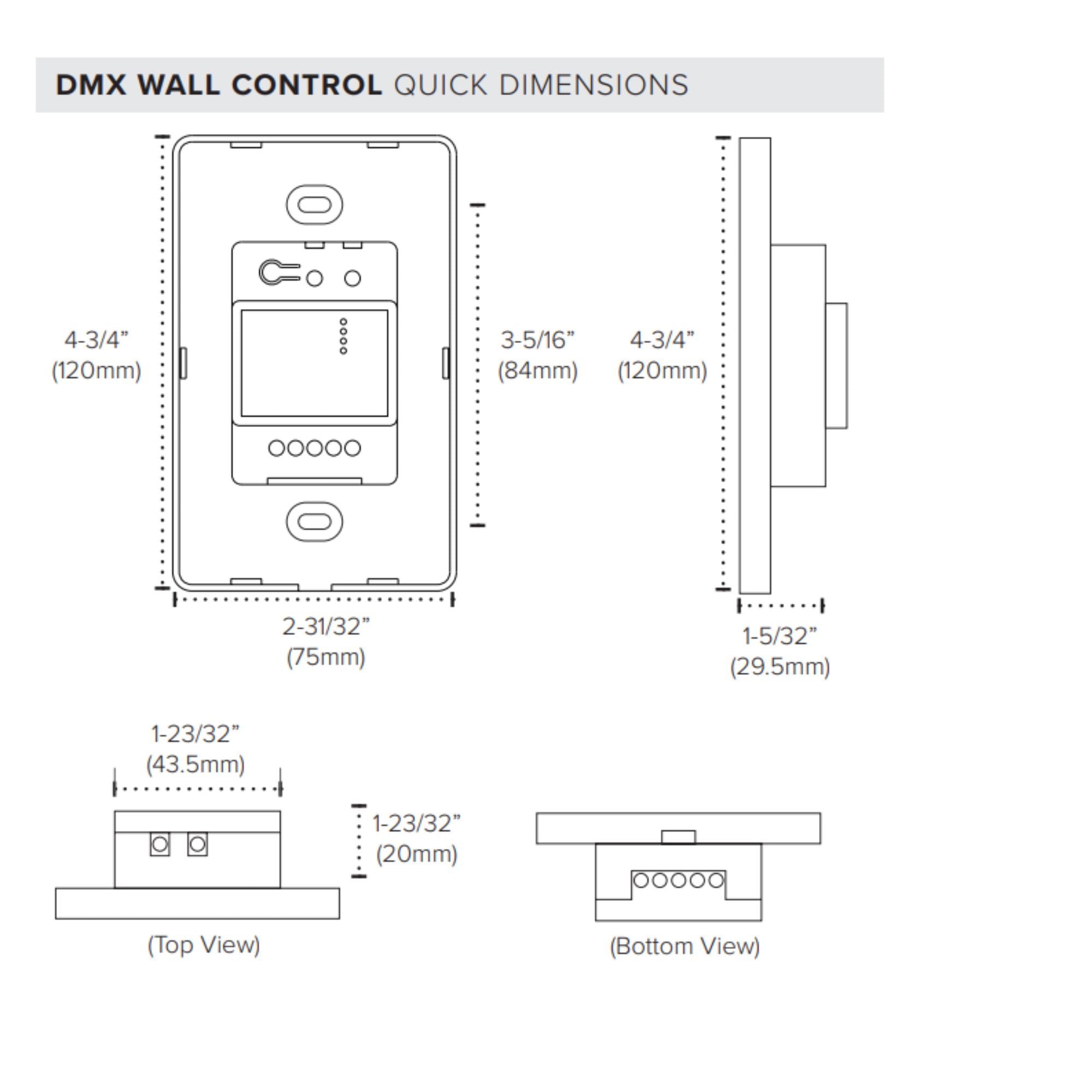 American Lighting CTRLW-DMXB-RGBTW-4Z RGBTW 4-Zone DMX Wall Controller, Touch-Sensitive, 12-24V DC