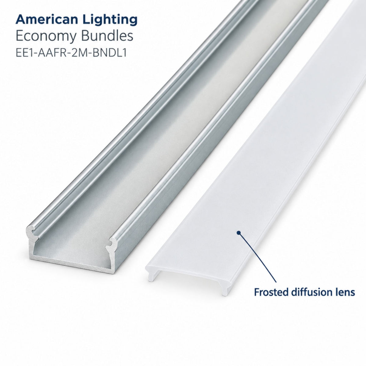 Aluminum surface-mount channel with frosted diffusion lens and end cap