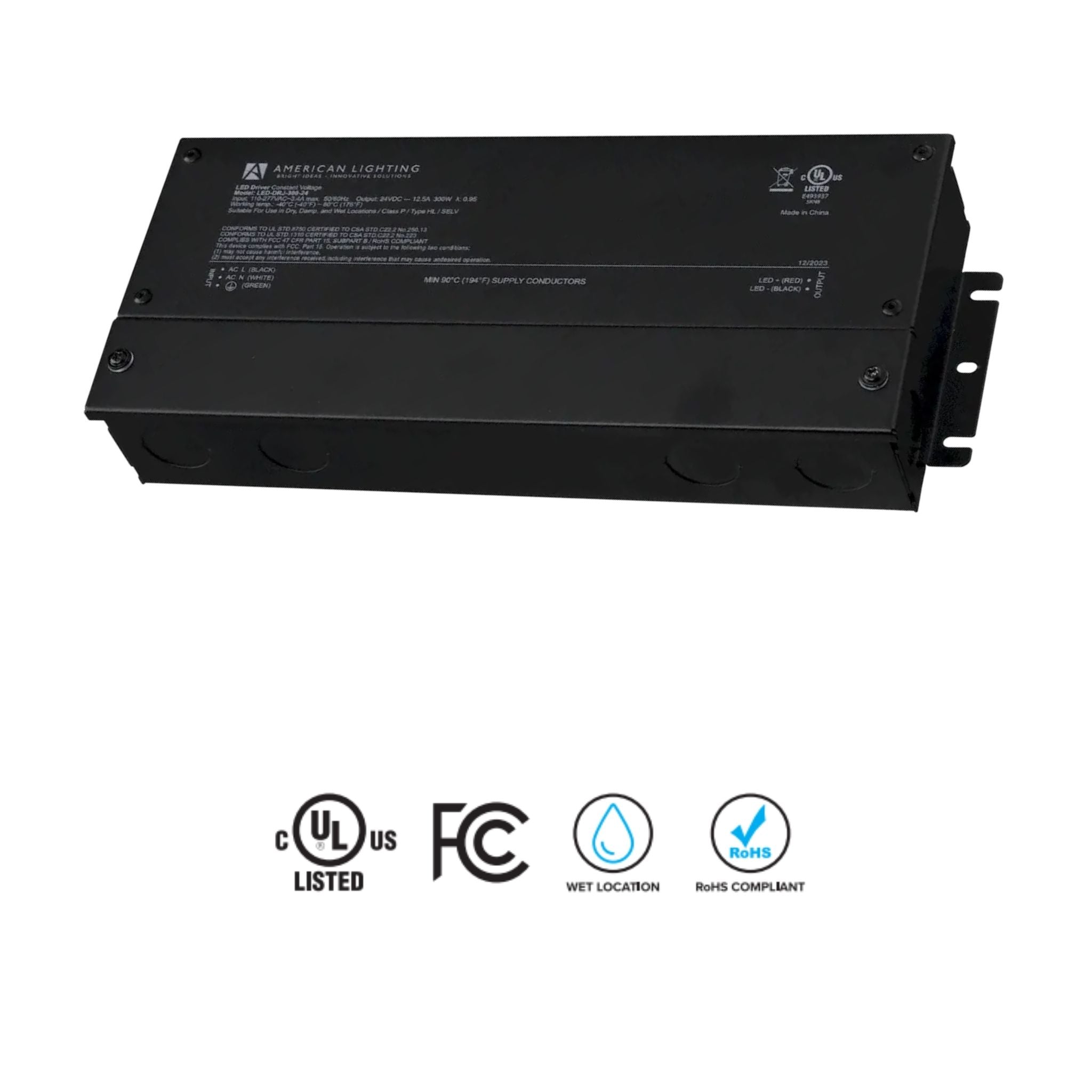 LED-DRJ 300W LED Driver 12V Constant Voltage, Wet Rated - 120-277V