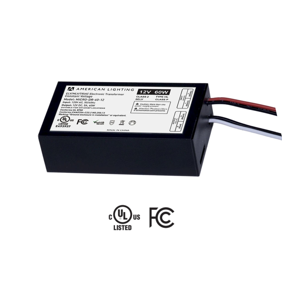 Micro DR 60W LED Driver 12V DC, Dimmable, 120-277V