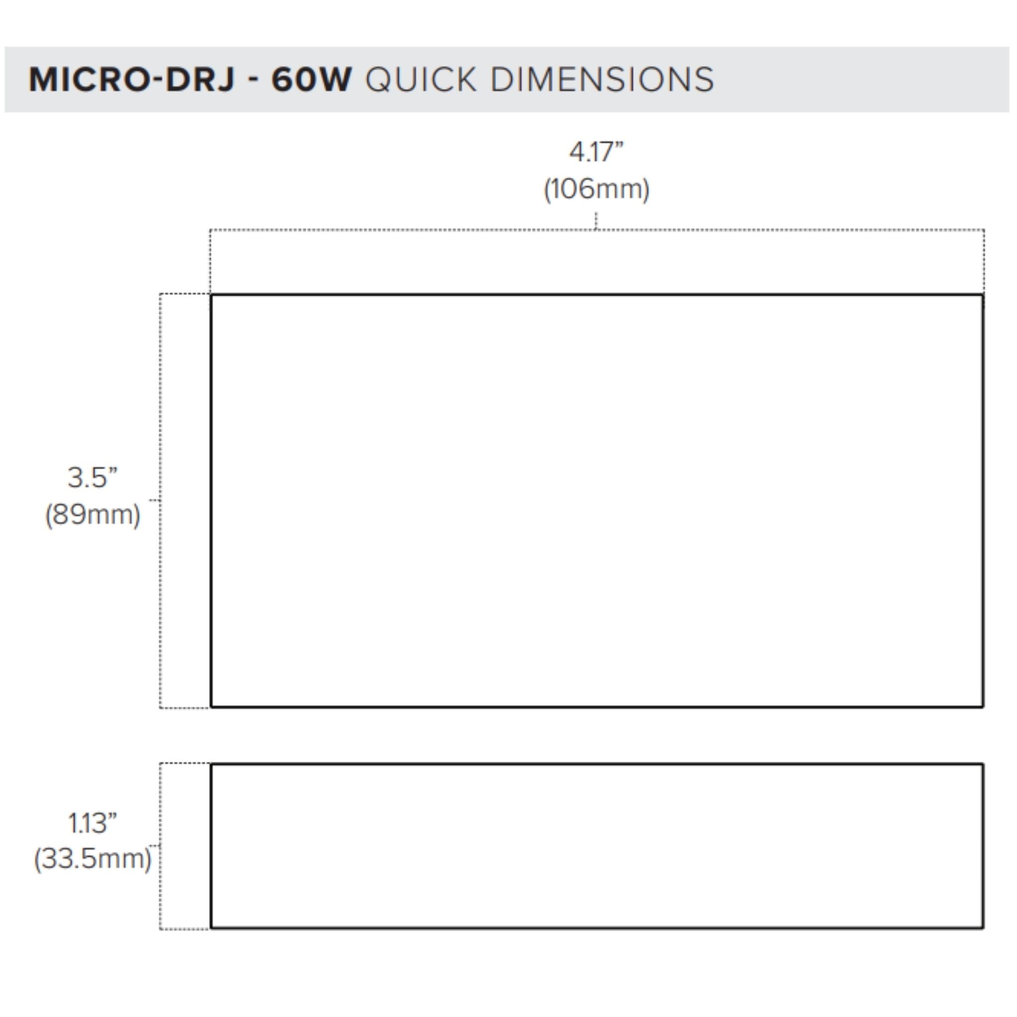 Micro DRJ 60W LED Driver 12V DC, Universal Dimming, Integrated Junction Box, Indoor Use - 120-277V