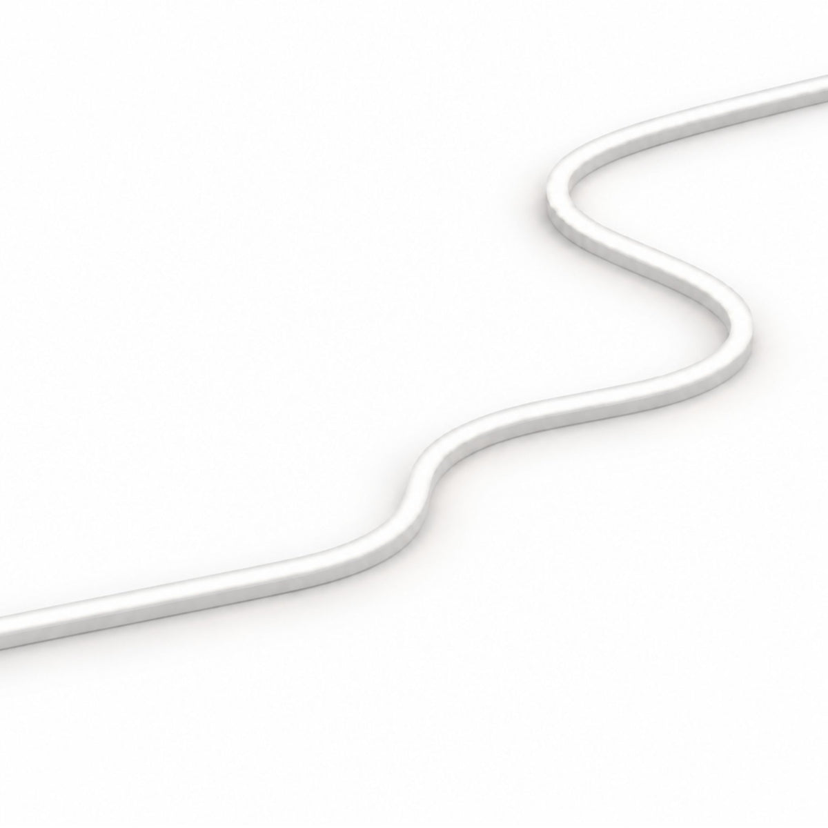 Side-bend LED neon strip with cool white light, curved channel close-up