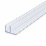 Light gray PC mounting channel with U-shaped open top, 1 m length