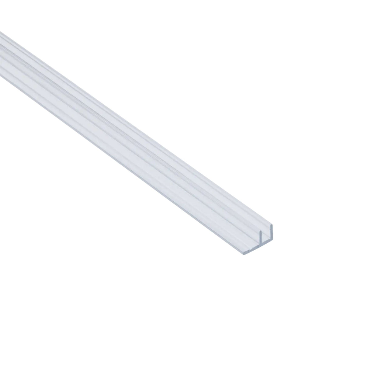 Light gray PC mounting channel end view showing the U-shaped slot