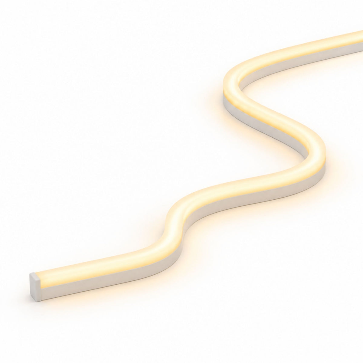 Zigzag top-bend LED neon strip with warm white glow and gray channel edges