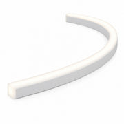 Top-bend LED neon strip light in cool white, curved acrylic channel with gray base
