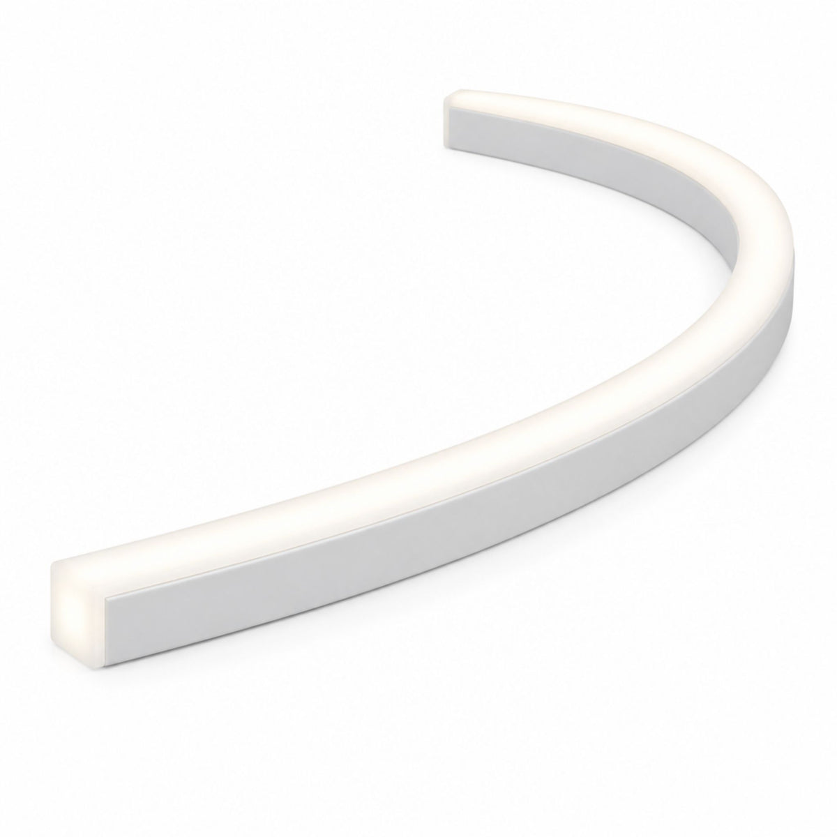 White 6x6 top-bend LED neon strip profile, bright linear light bar.