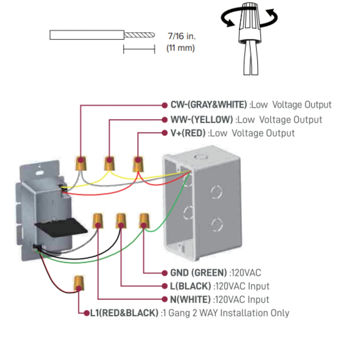 American Lighting Navi CCT 96W 24VDC LED Driver In-Wall Dimmer and CCT Control, Almond