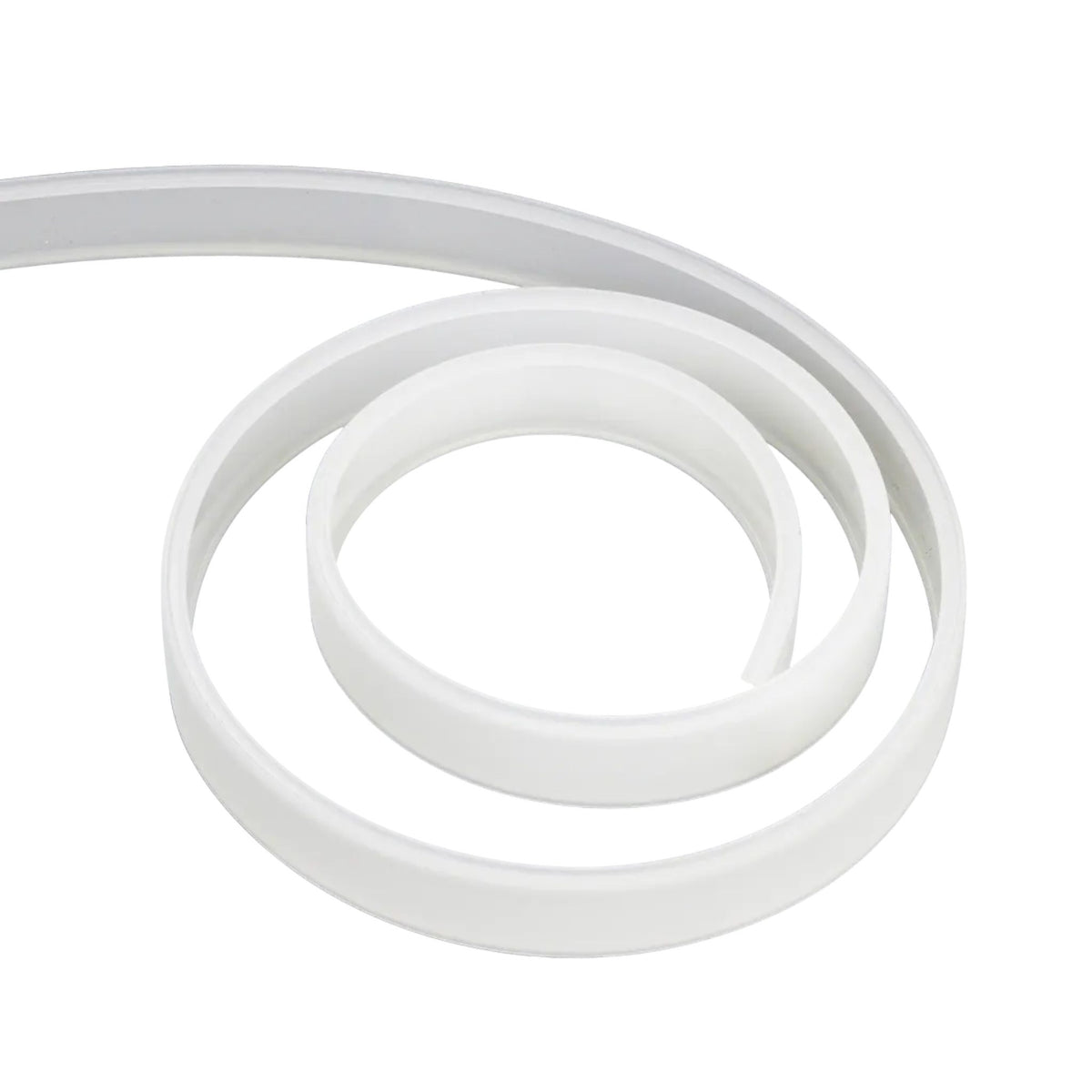 Flexible silicone lens strip, coiled white tube with inner channels