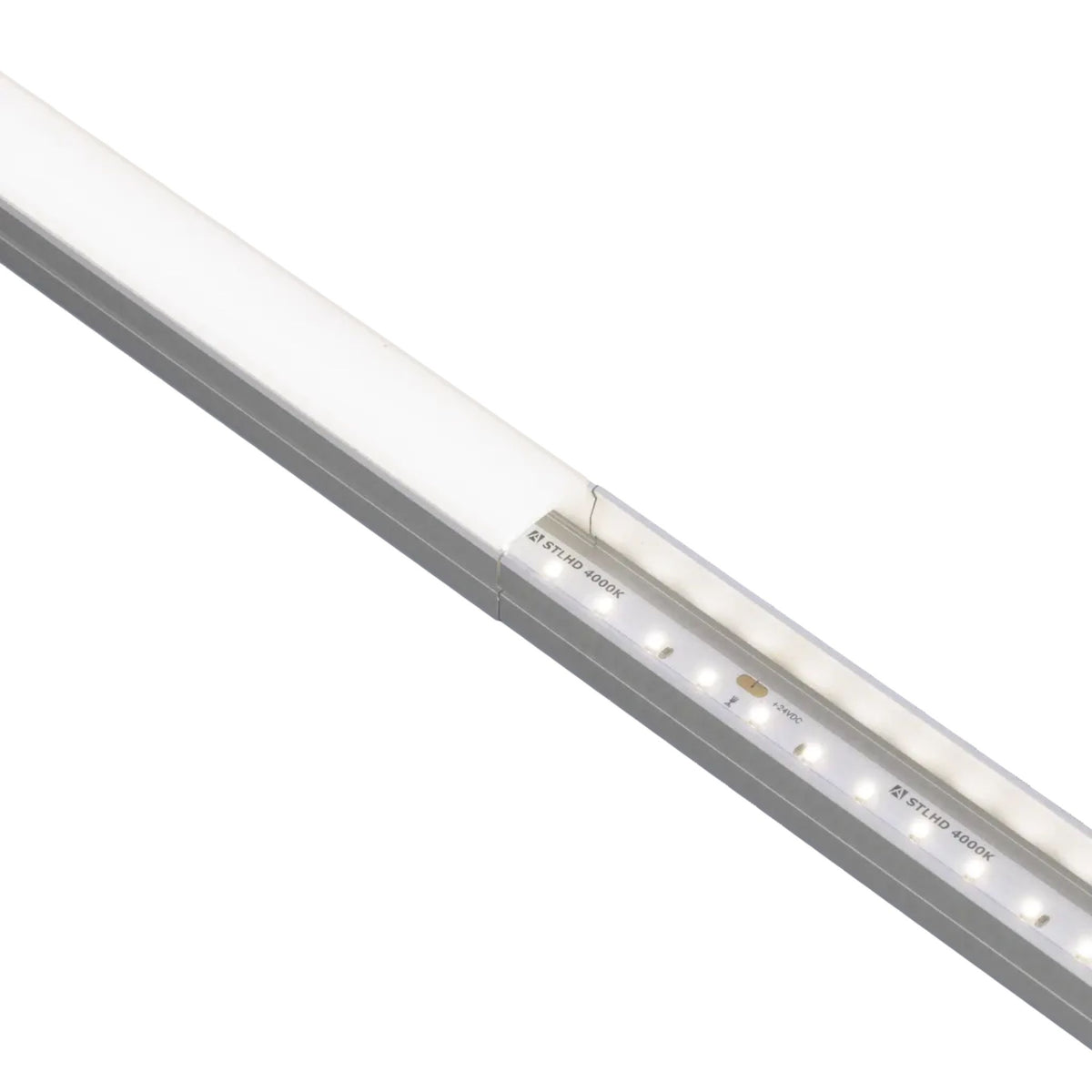 Flexible silicone lens strip with clear diffuser window and LED points along length
