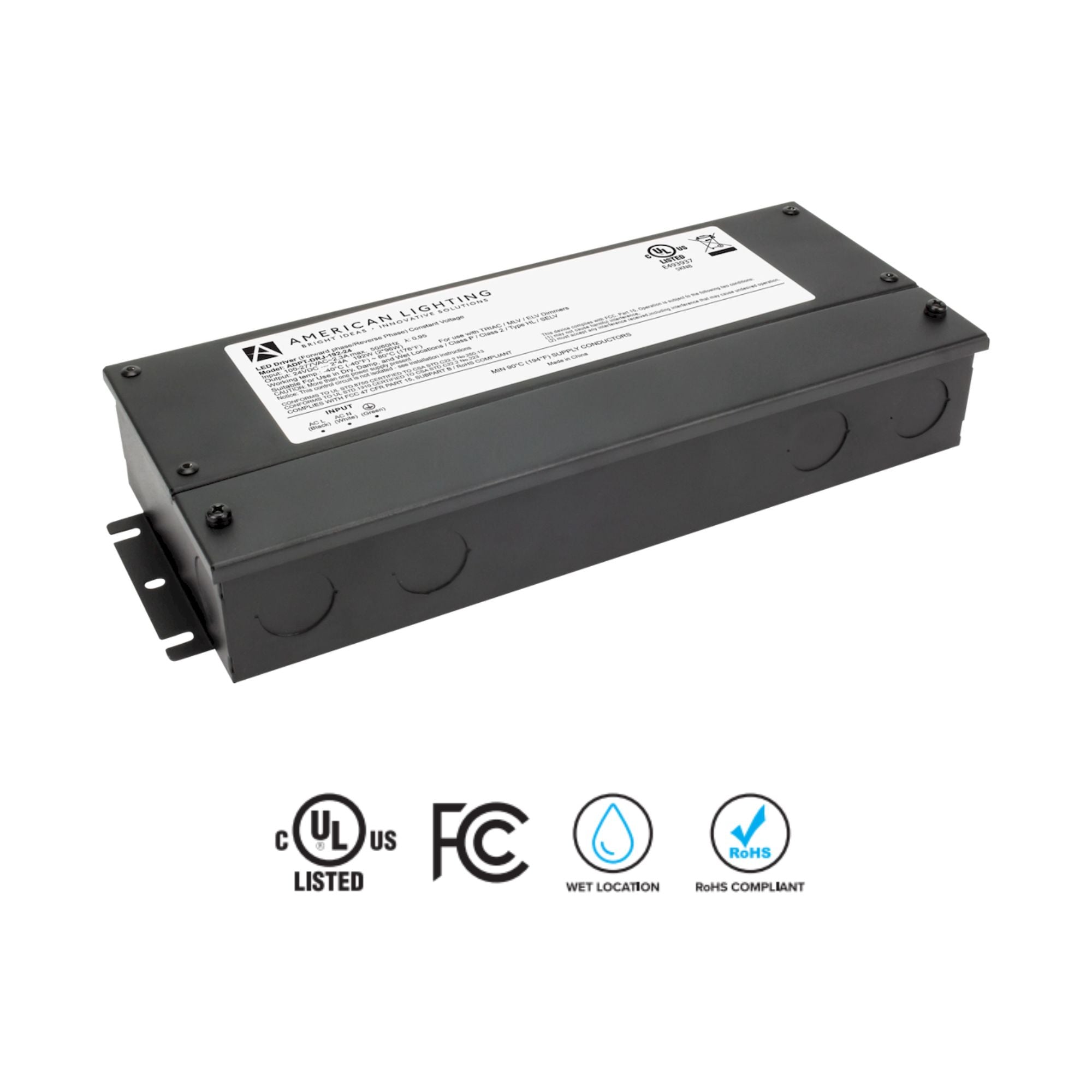 Adaptive 192W 24VDC Phase Dimming LED Driver, Class 2, 120-277V
