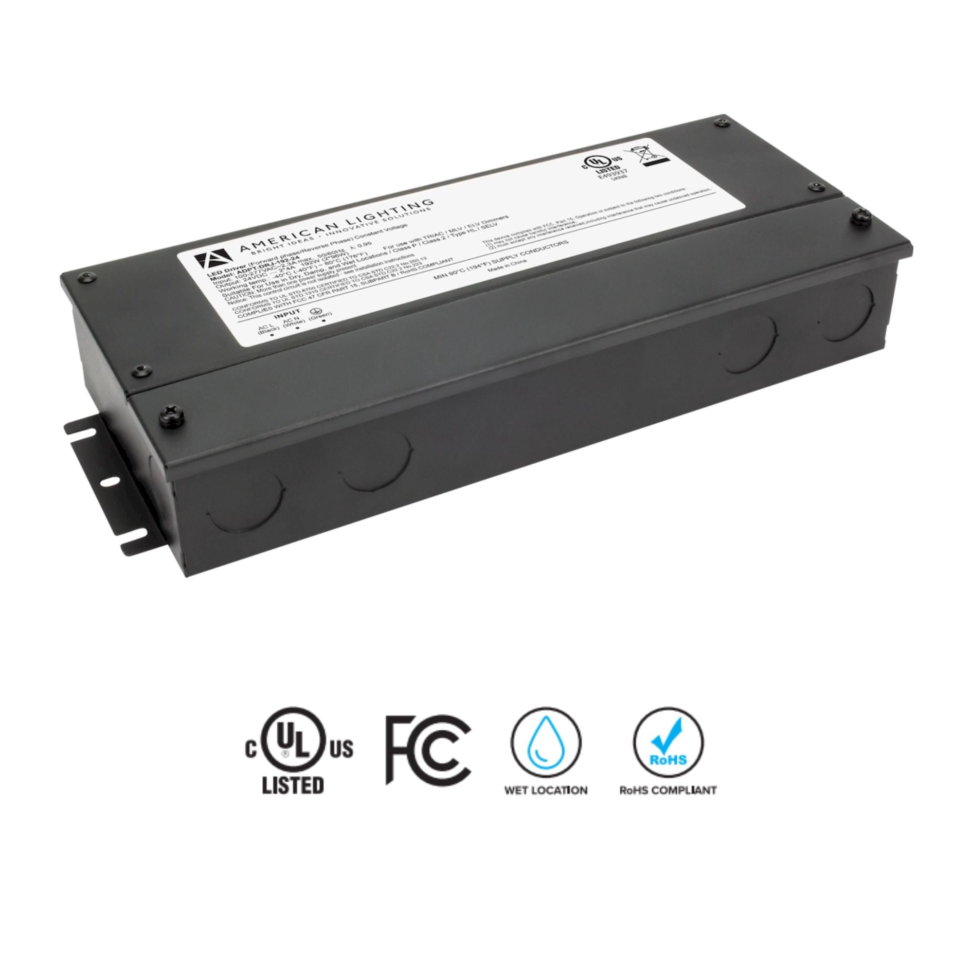 Adaptive Pro 192W 5-in-1 Dimmable 24V DC Power Supply - Dual 96W Output Class 2 LED Driver