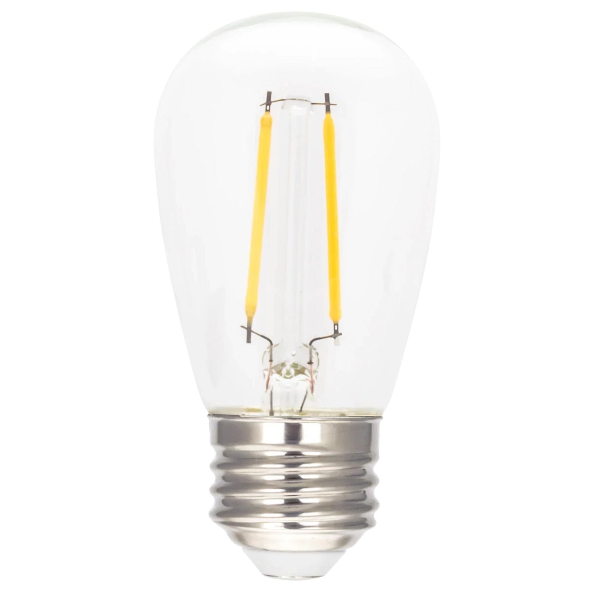 Filament S14 LED Light Bulb, 1W, 3000K, E26 Medium Base, Clear Glass, Box of 25 - Bees Lighting