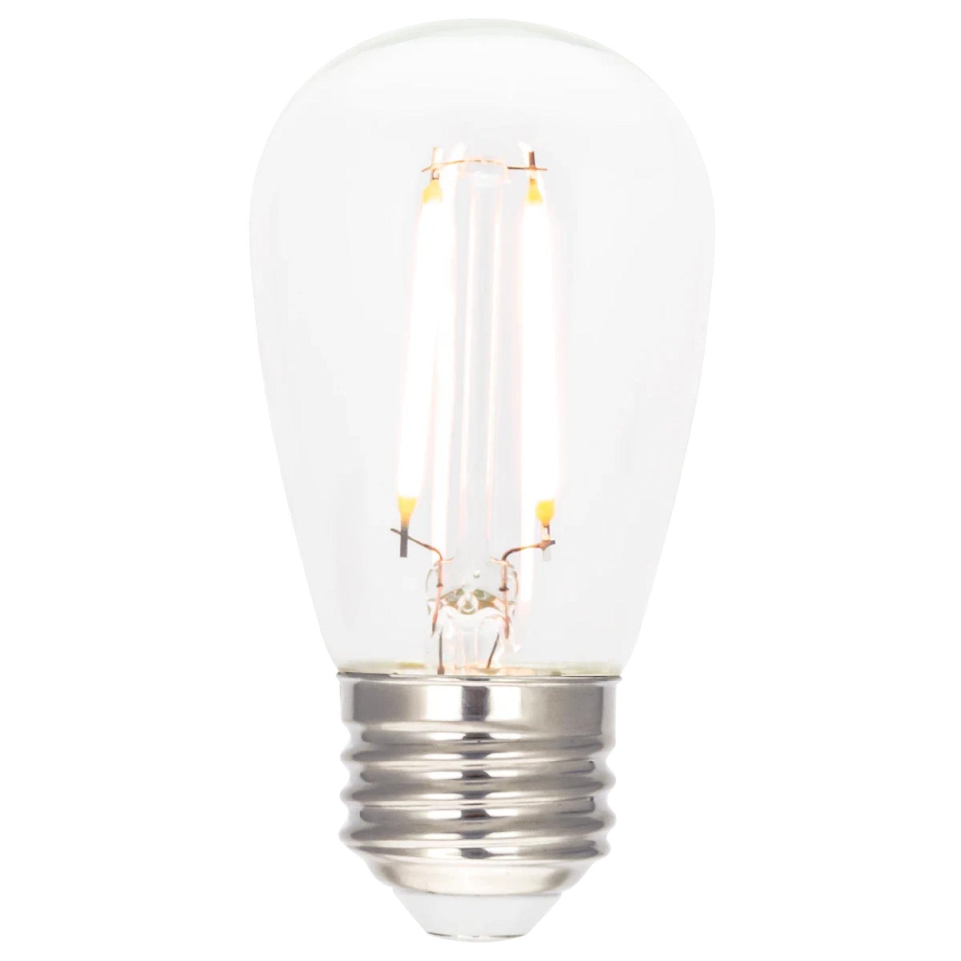 Filament S14 LED Light Bulb, 1W, 3000K, E26 Medium Base, Clear Glass, Box of 25 - Bees Lighting