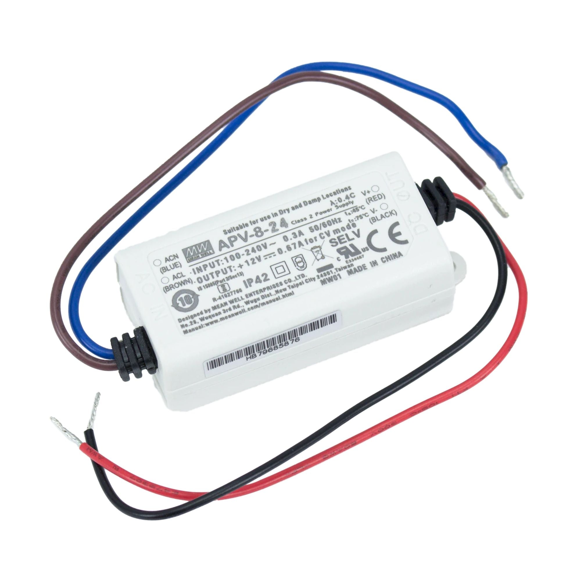 LED-DR Series 8 Watts, 24VDC Non-Dimming LED Driver, Class 2, 100-240V - Bees Lighting