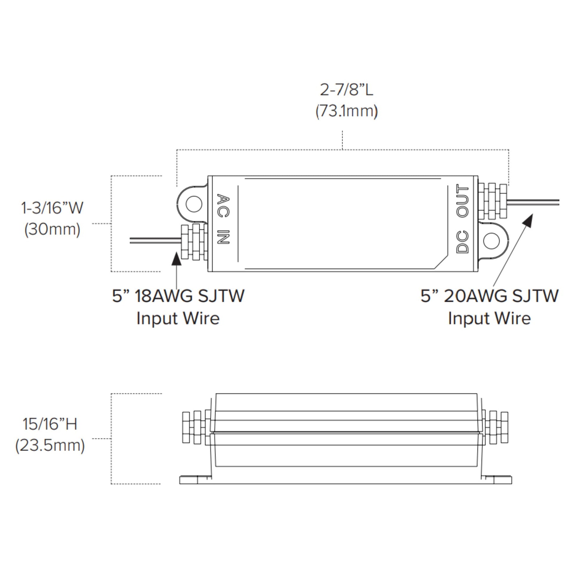 LED-DR Series 8 Watts, 24VDC Non-Dimming LED Driver, Class 2, 100-240V - Bees Lighting