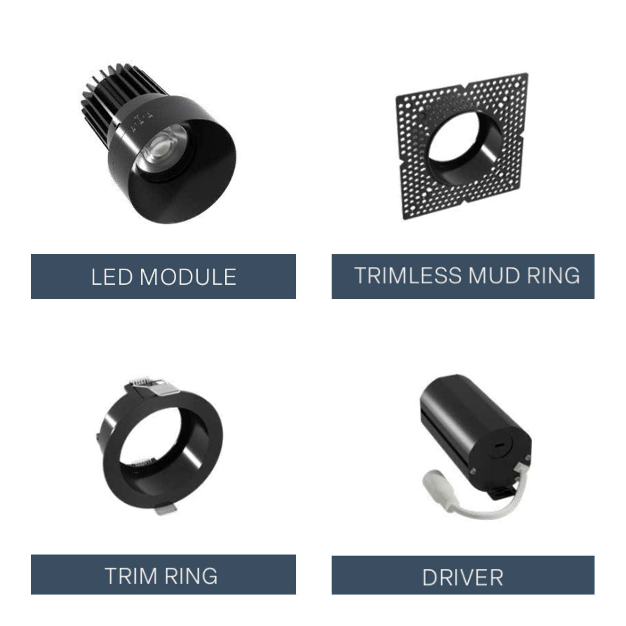 American RHYM-DL3R-15-2450-ZOM-5CCT-BK 3 in. Trimless Downlight 15W 1150 Lumens Selectable CCT