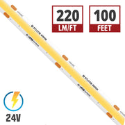 American Lighting Standard Output COB LED Tape Light, 24V, 220 lm/ft, 4000K White, IP54 Rated, 100ft Reel (STL-COB-WH-100)