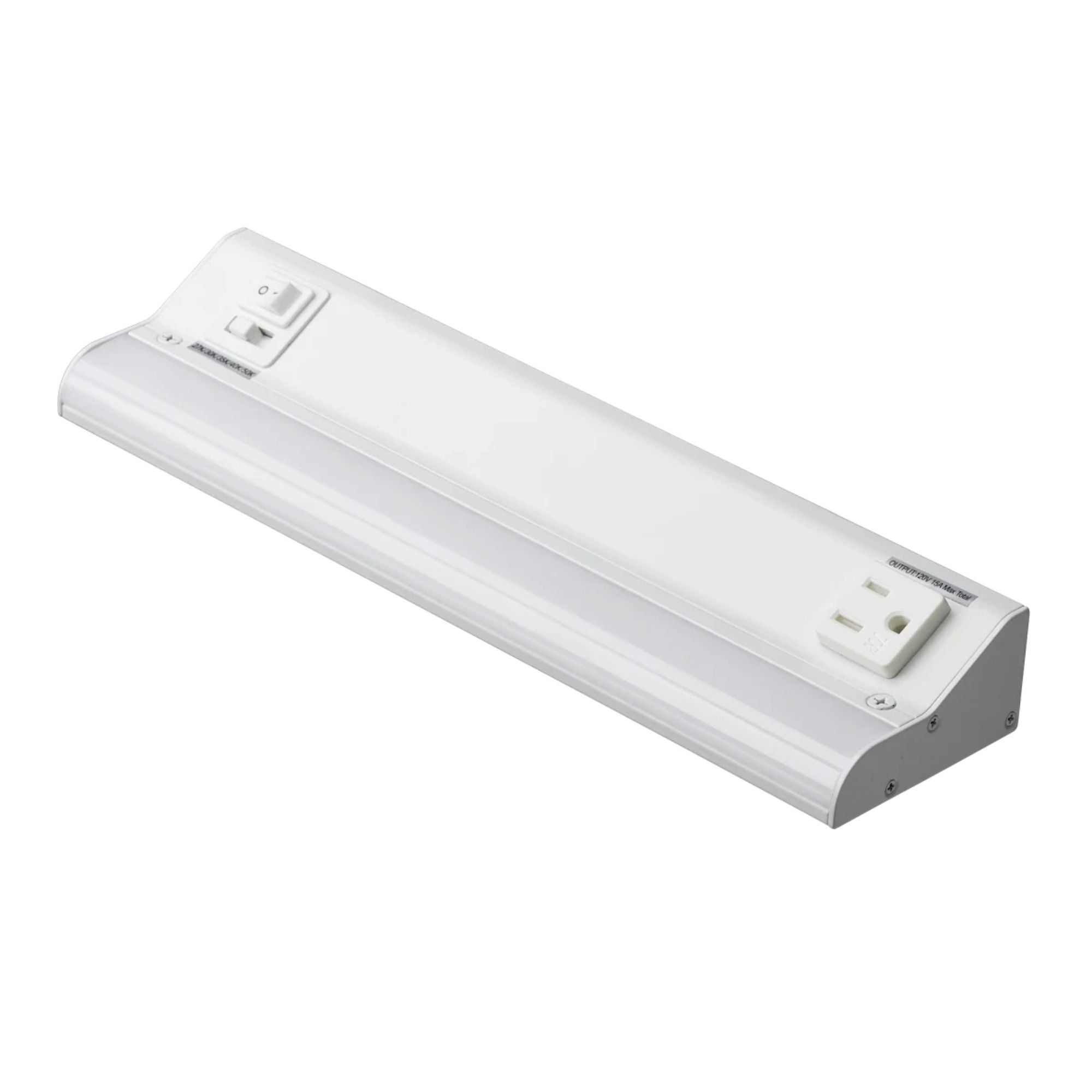 LED Courant 12" LED Under Cabinet Light with 15A Receptacle, Selectable CCT, 7.5 Watts, 120V, White