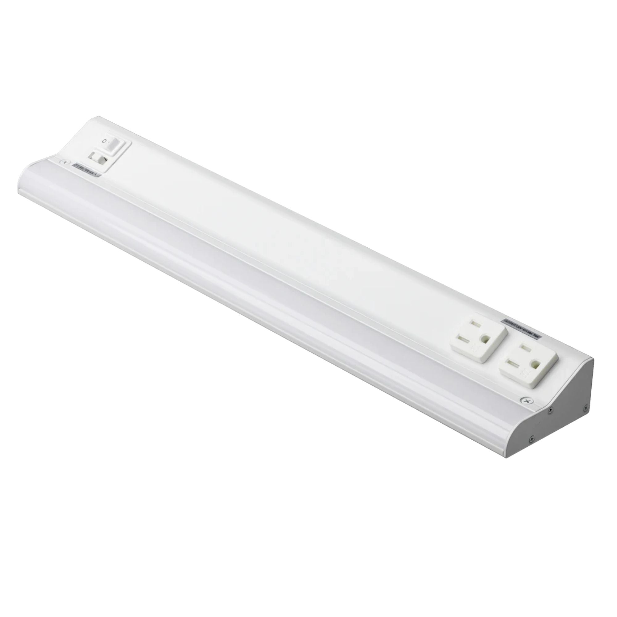 LED Courant Undercabinet with Two Receptacles, 18inch, Selectable CCT, 12 Watts, 120V, White