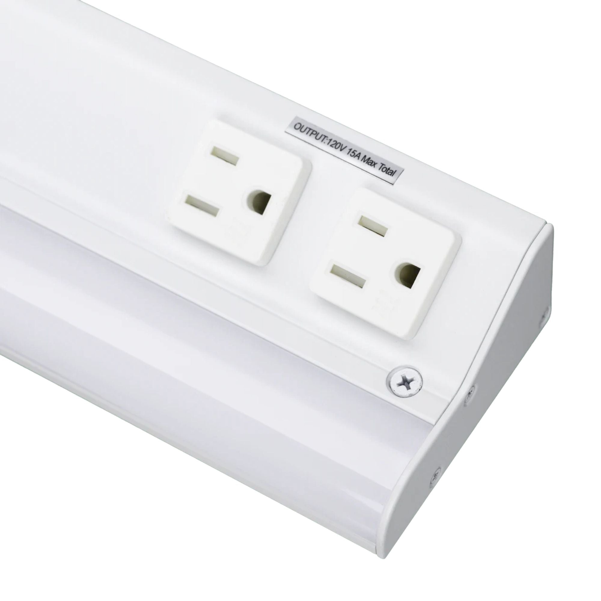LED Courant 24" Under Cabinet LED Light with Two Receptacles, Selectable CCT, 15 Watts, 120V, White - Bees Lighting