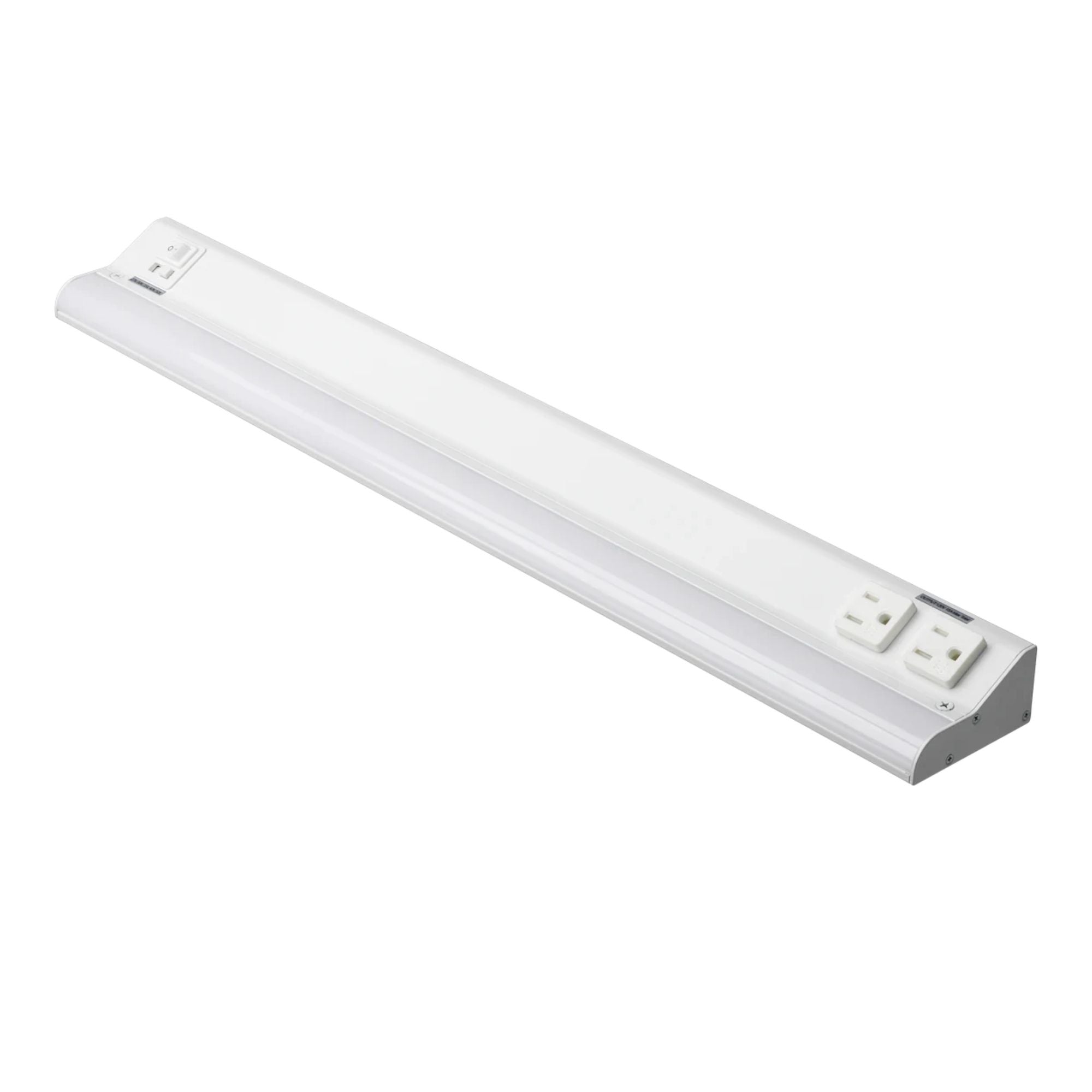 LED Courant 24" Under Cabinet LED Light with Two Receptacles, Selectable CCT, 15 Watts, 120V, White - Bees Lighting