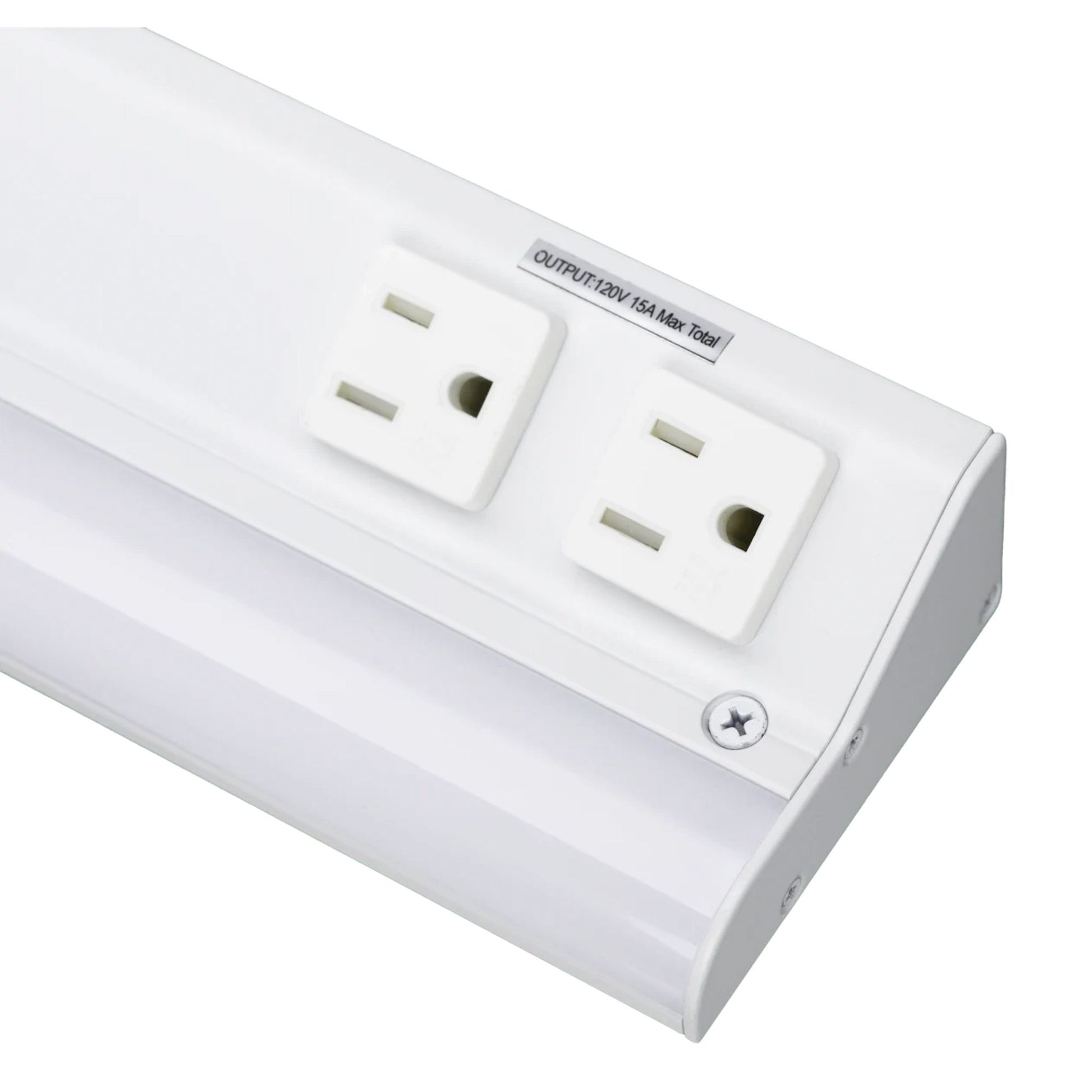 LED Courant 32" Under Cabinet LED Light with Two Receptacles, Selectable CCT, 20 Watts, 120V, White - Bees Lighting