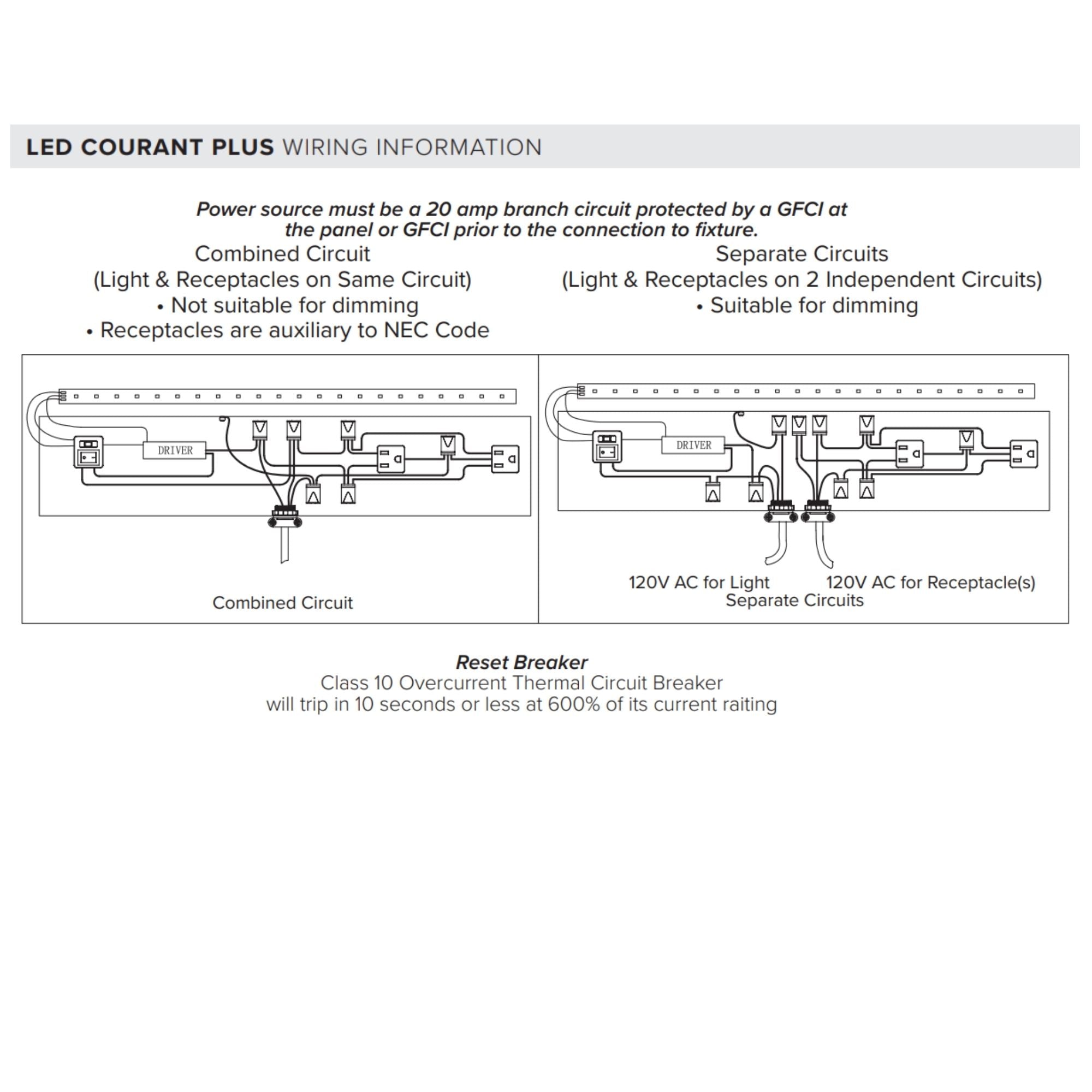 American Lighting UCRP-5CCT-24-BK LED Courant Plus Undercabinet Light with 20A Receptacles & USB Ports - 24 Inch, 5CCT, Black