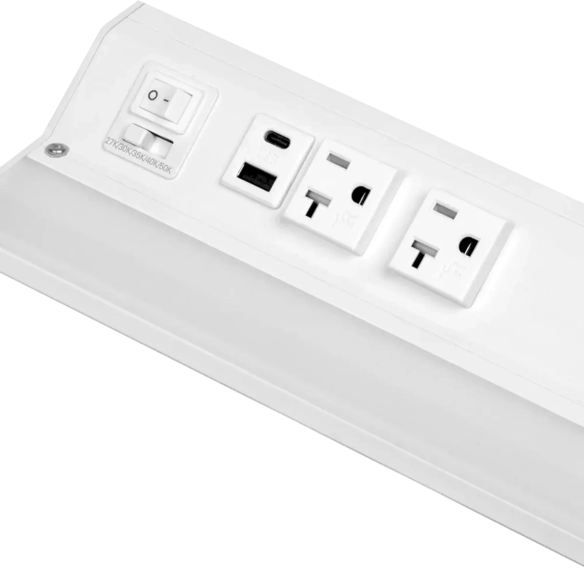 American Lighting UCRP-5CCT-32-WH LED Courant Plus Undercabinet Light with 20A Receptacles & USB Ports - 32 Inch, 5CCT, White