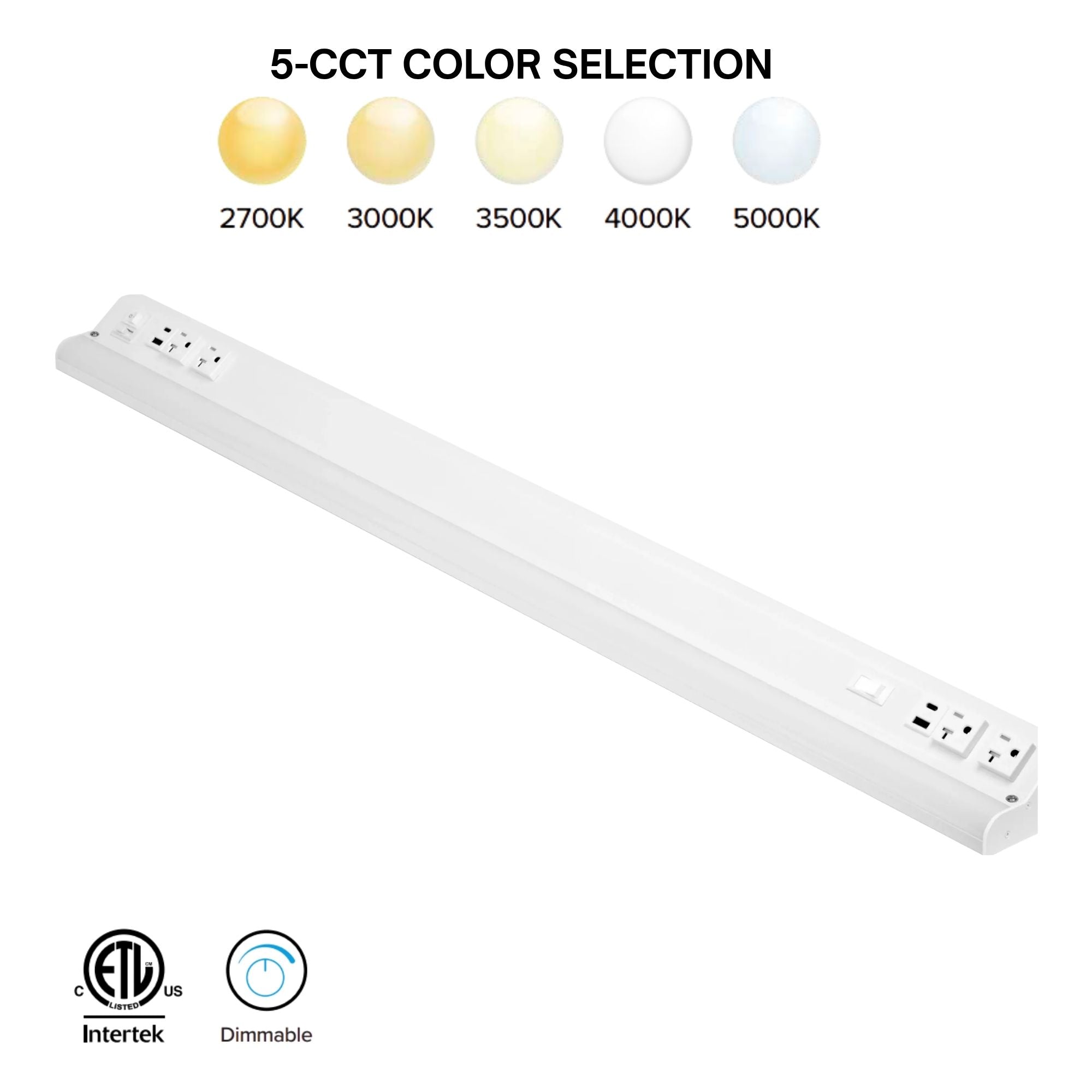American Lighting LED Courant Plus 40 in. Under Cabinet Power Strip, White, Selectable CCT, 2000 Lumens, 120V, USB Ports
