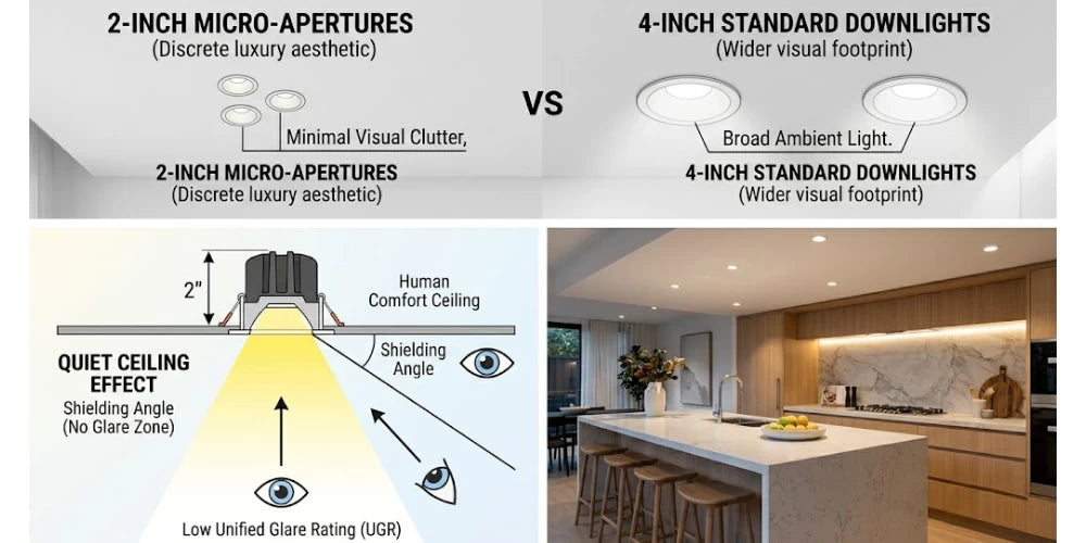2-Inch vs. 4-Inch Recessed Downlights: The Micro-Aperture Spec Guide