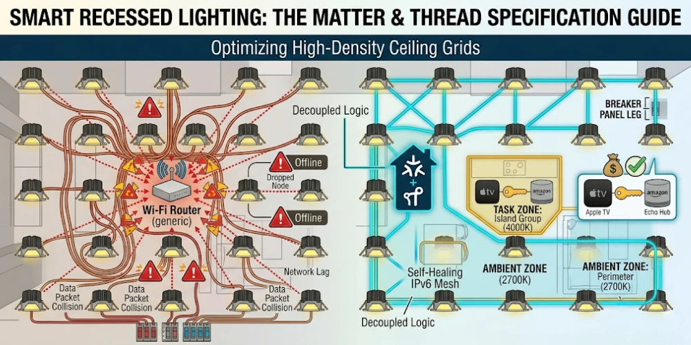 Smart Recessed Lighting: Specifying Matter and Thread for High-Density Ceiling Grids