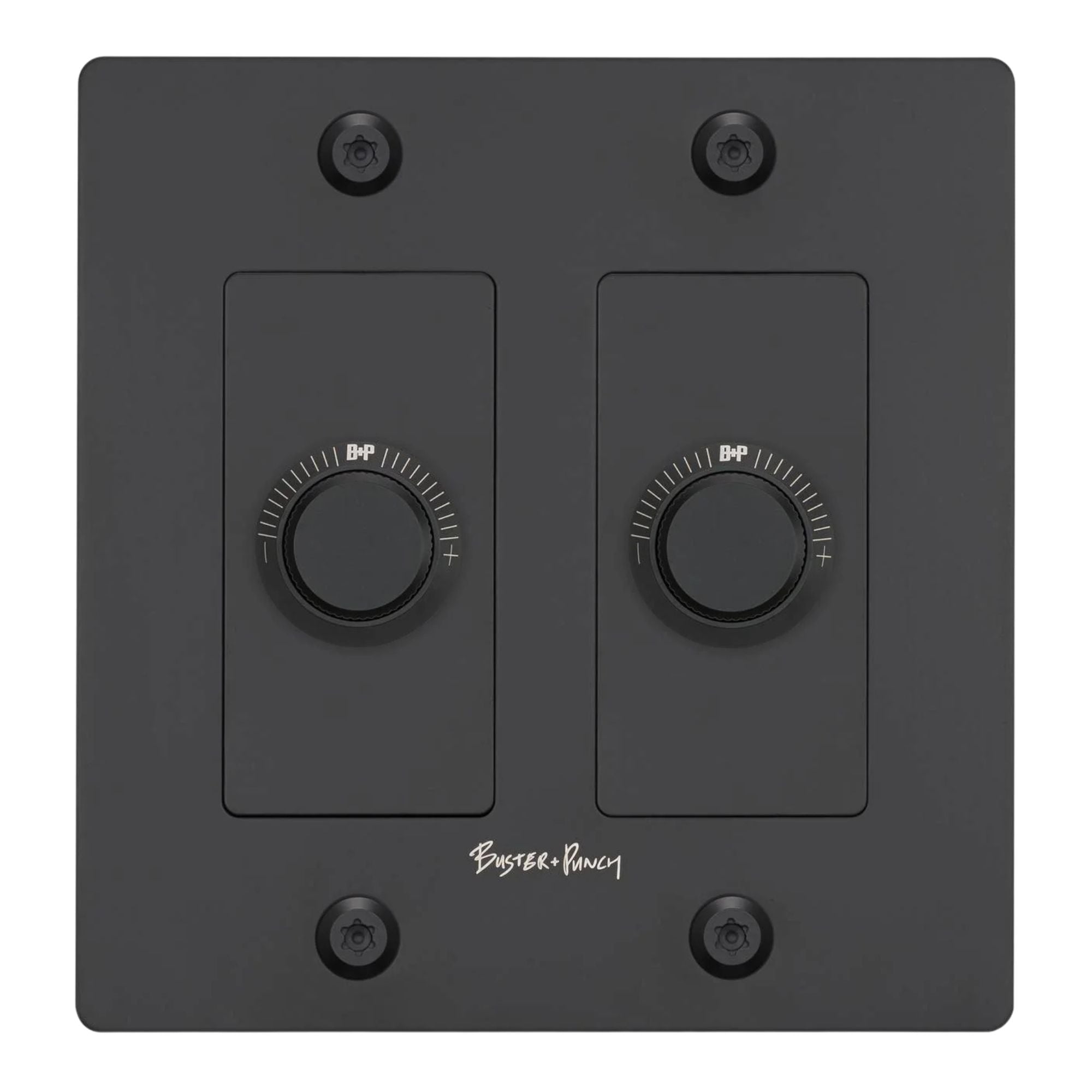 Buster + Punch NDK-024300 Linear 2-Gang LED Dimmer With Logo, 250W, Rotary, Black