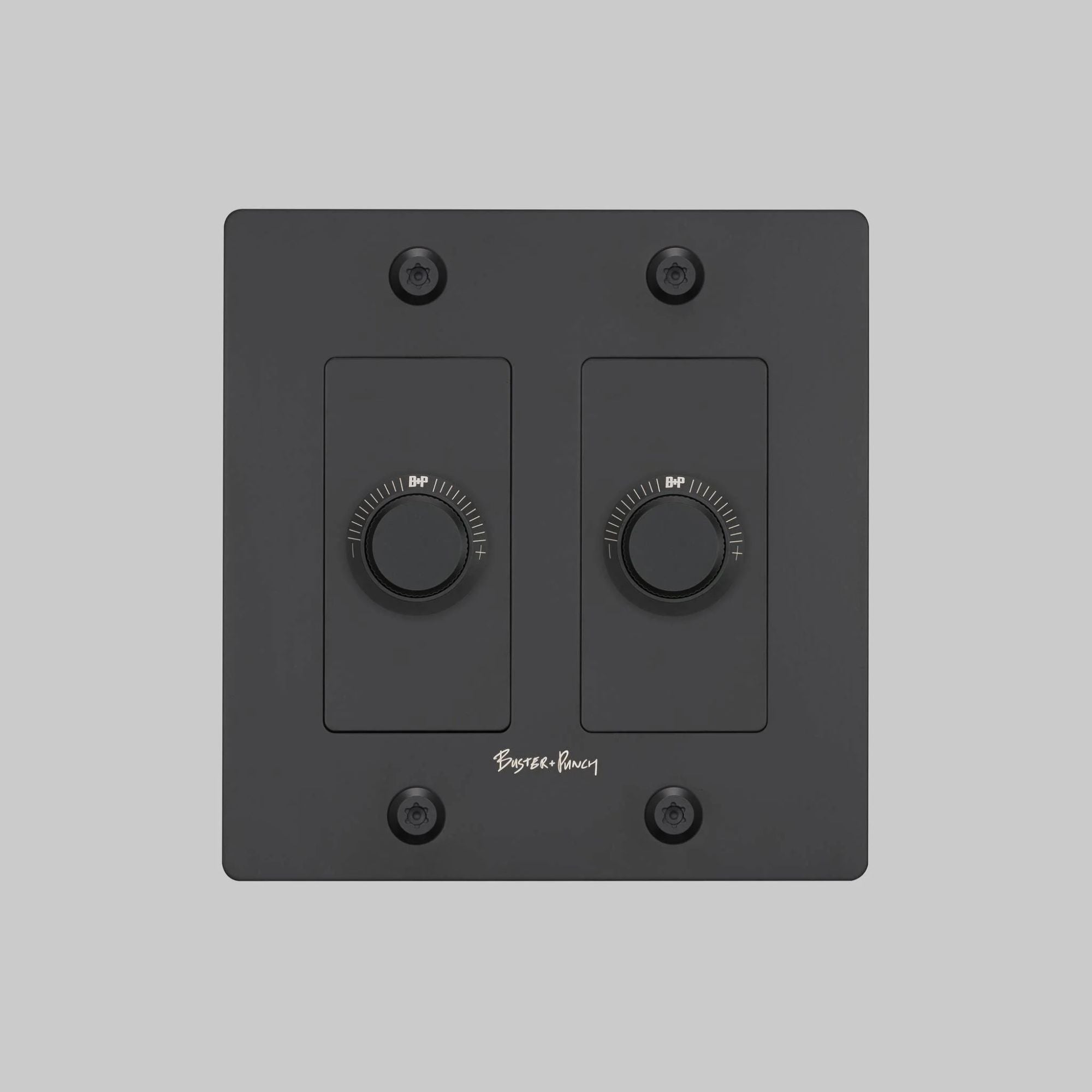 Buster + Punch NDK-024300 Linear 2-Gang LED Dimmer With Logo, 250W, Rotary, Black