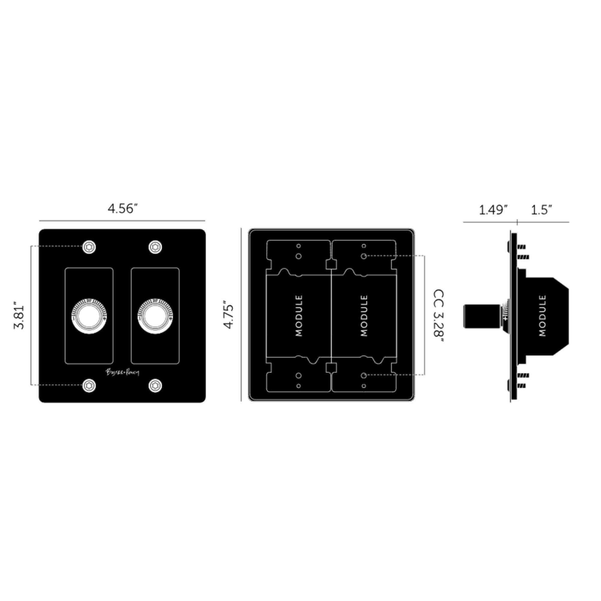 Buster + Punch NDK-024300 Linear 2-Gang LED Dimmer With Logo, 250W, Rotary, Black