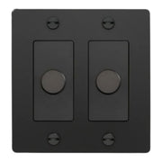 Buster + Punch NDK-024315 Cross 2-Gang LED Dimmer Without Logo, 250W, Rotary, Black