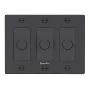 Buster + Punch NDK-024320 Linear 3-Gang LED Dimmer With Logo, 250W, Rotary, Black