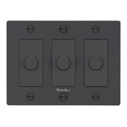 Buster + Punch NDK-024330 Cross 3-Gang LED Dimmer With Logo, 250W, Rotary, Black