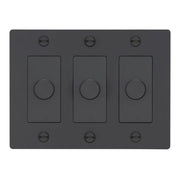 Buster + Punch NDK-024335 Cross 3-Gang LED Dimmer Without Logo, 250W, Rotary, Black