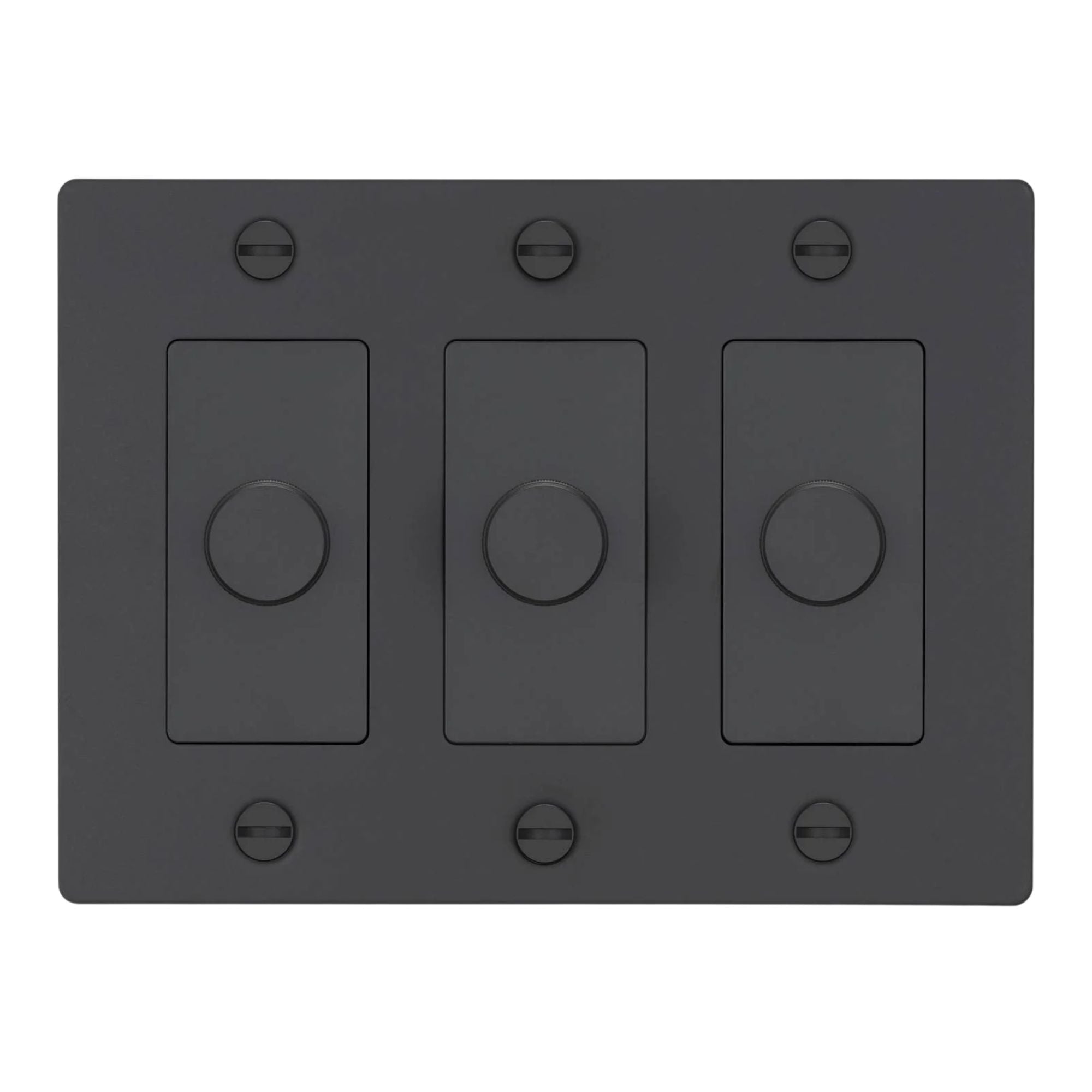 Buster + Punch NDK-024335 Cross 3-Gang LED Dimmer Without Logo, 250W, Rotary, Black